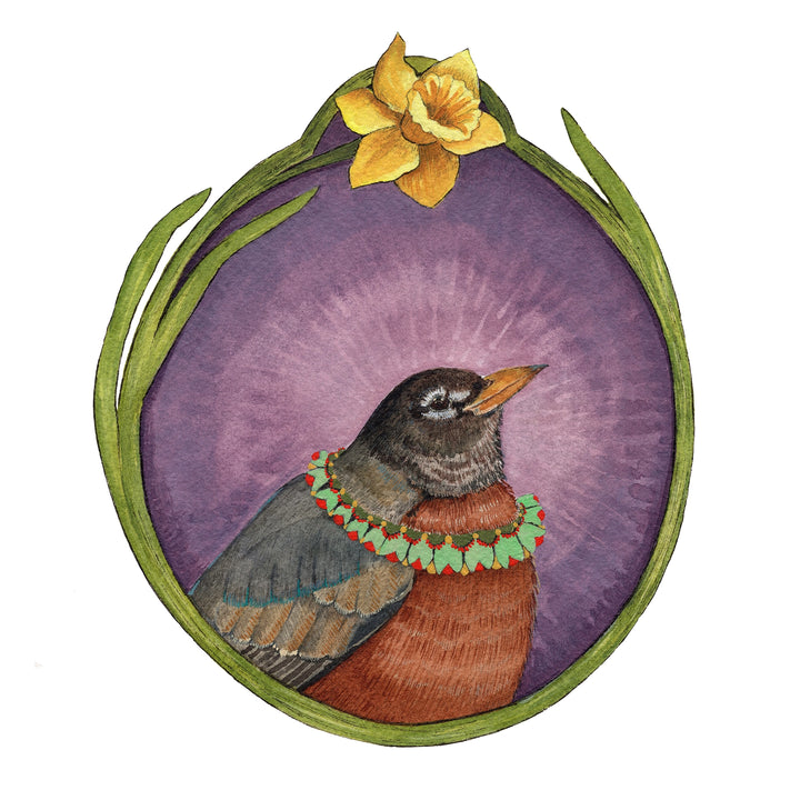 Floral Flight Crew: Robin of Daffodils Print - 8x10