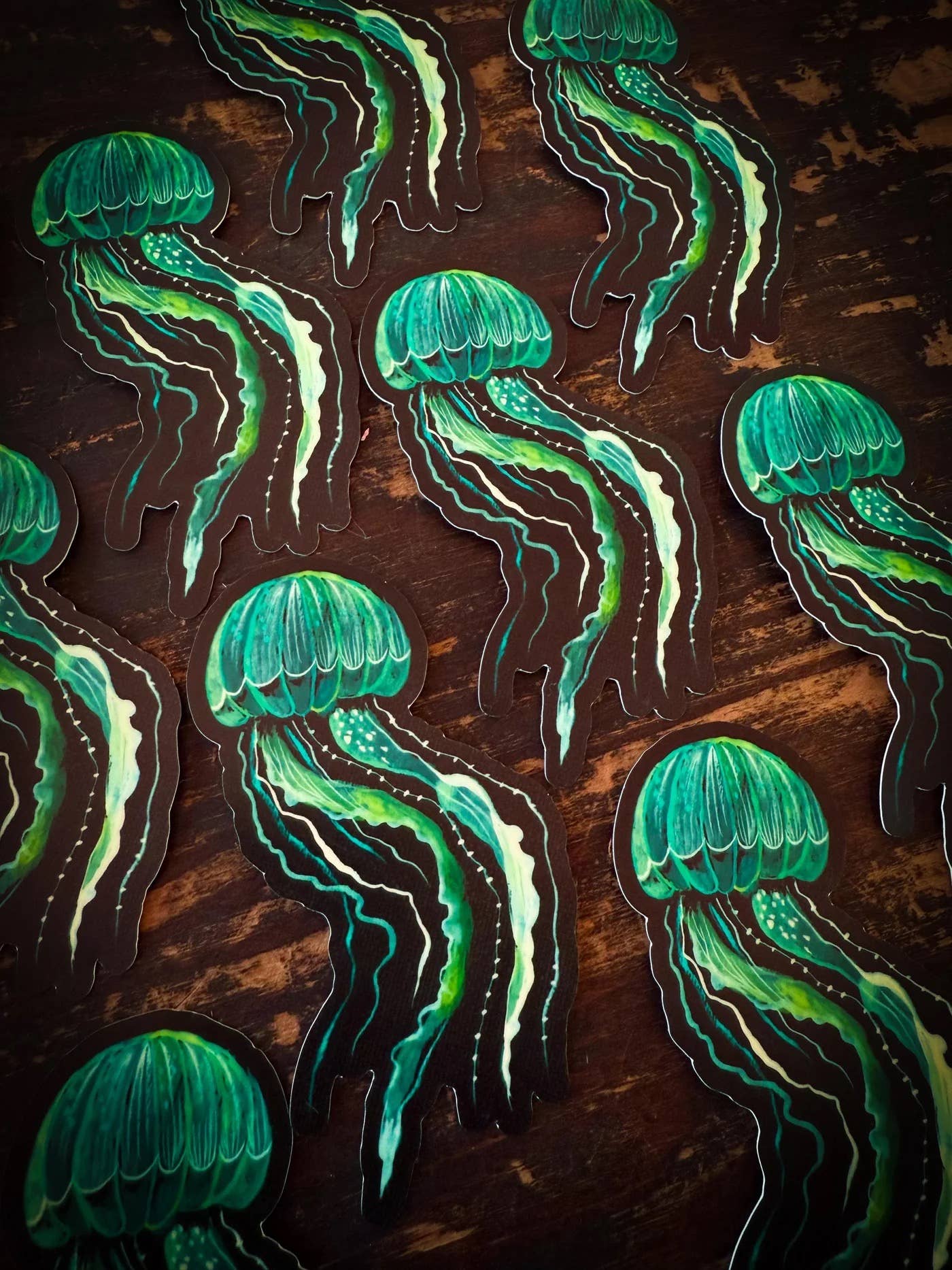 Bioluminescent Jellyfish Glow-in-the-Dark Sticker