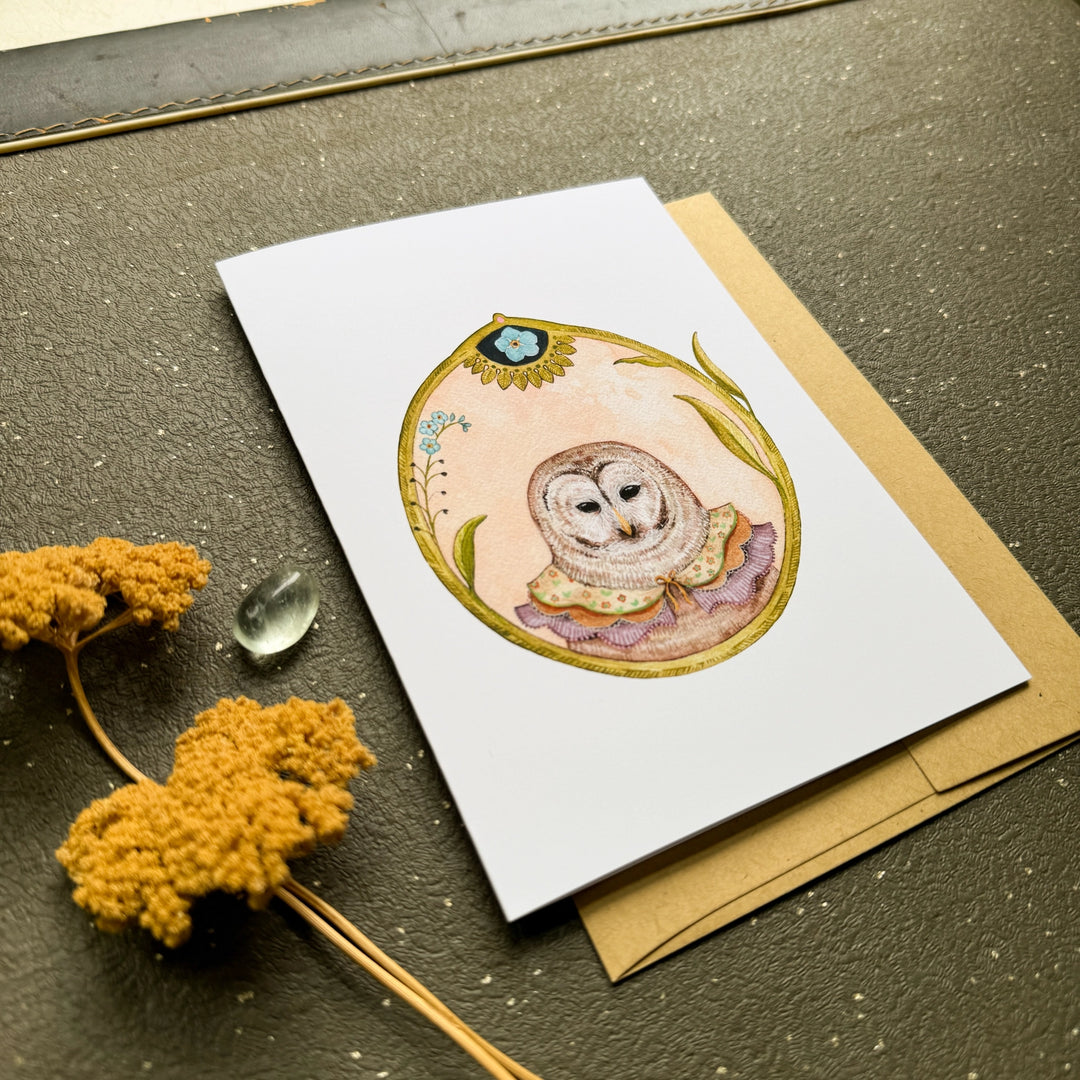 Owl of Forget-Me-Nots Card