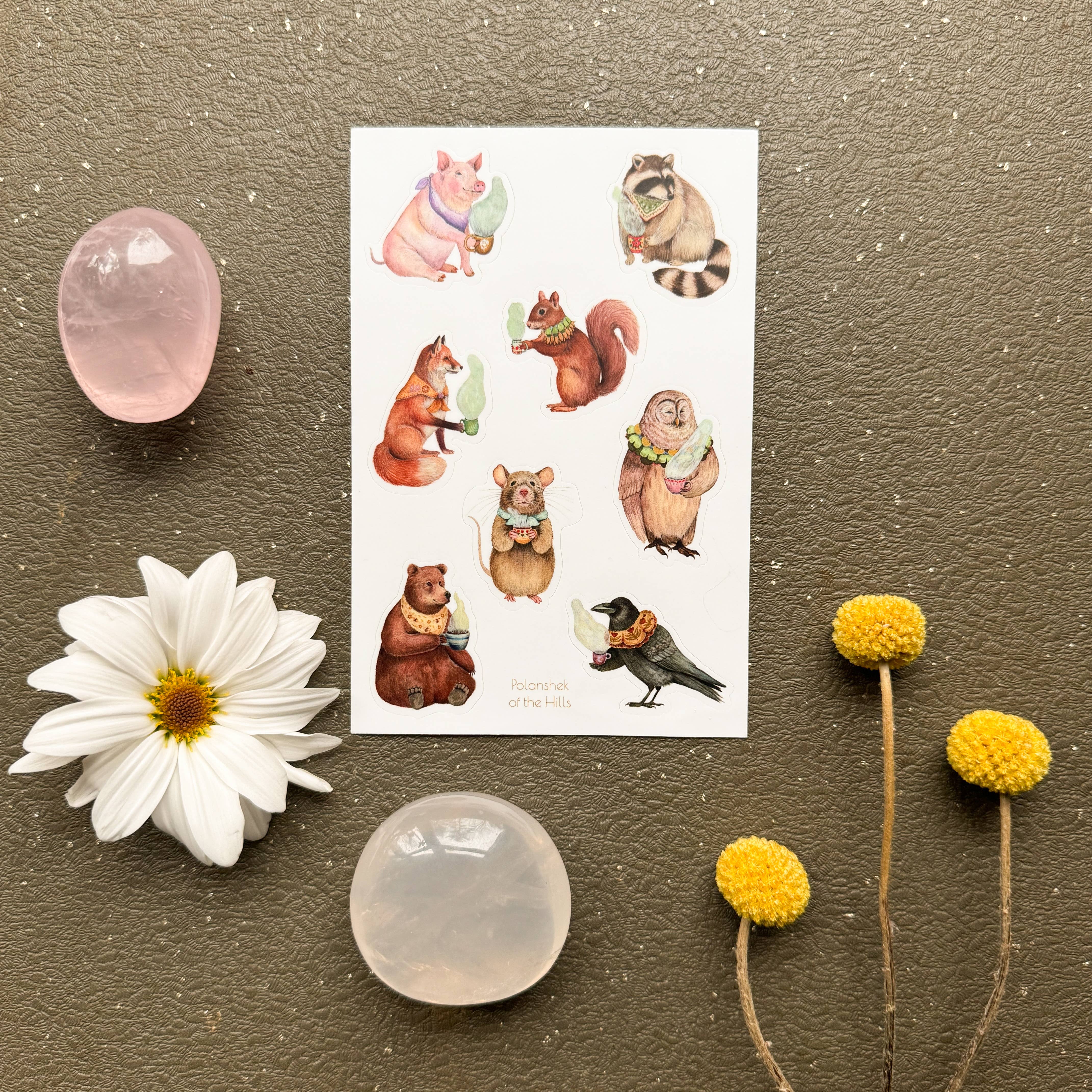 Critters and Cups Sticker Sheet