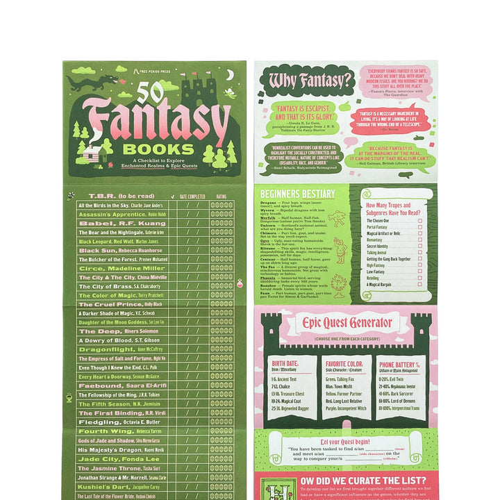 50 Fantasy Books Checklist Bookmark