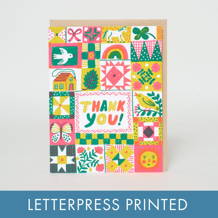 Folk Quilt Thank You Card