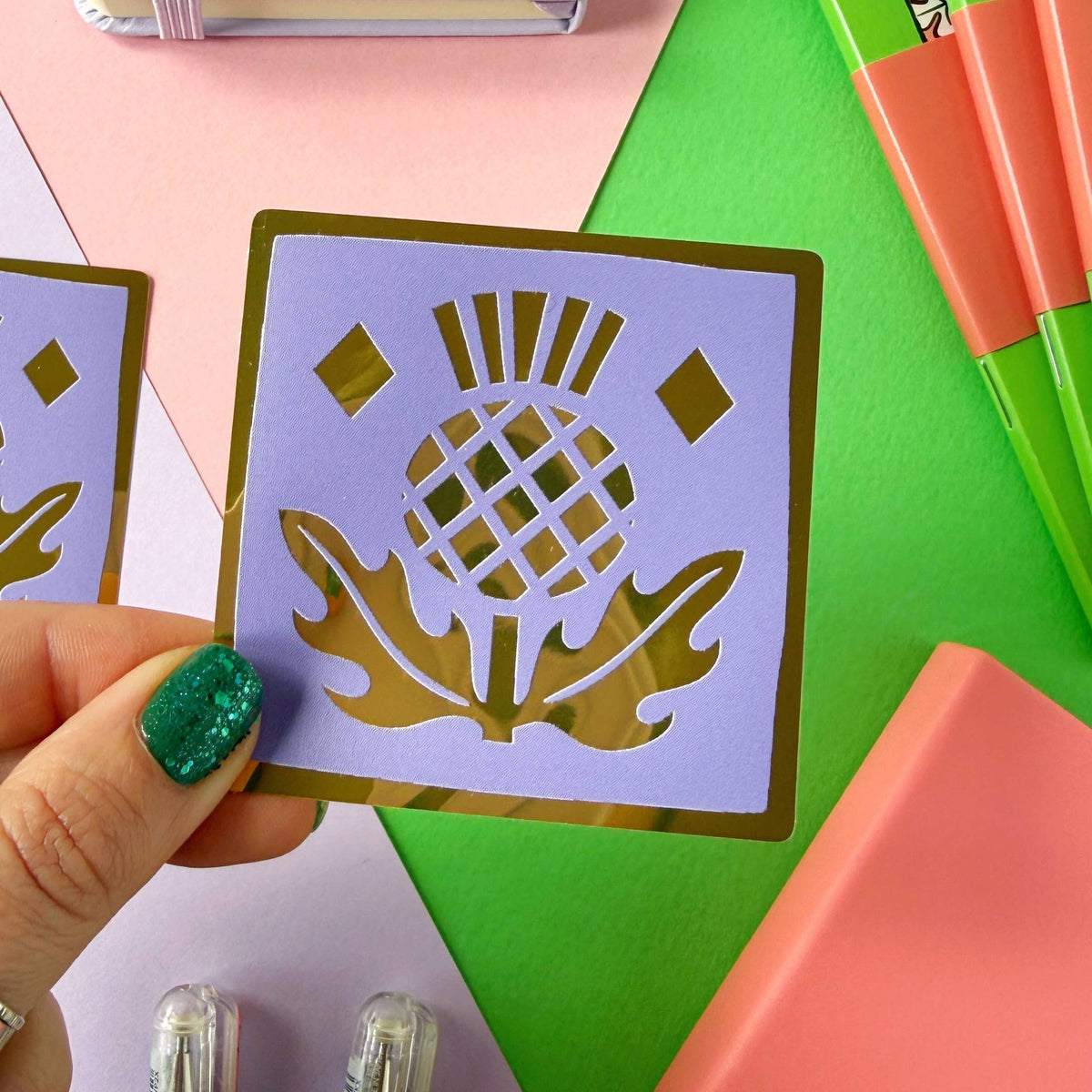 Medieval Thistle Gold Foil Tile Sticker
