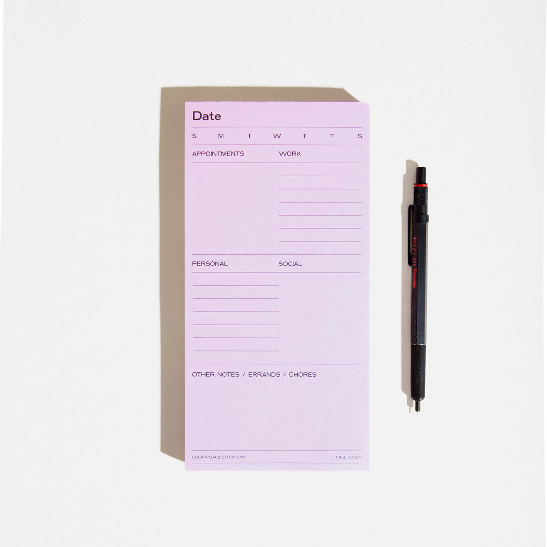 Utilitarian Daily Task Planner Notepad - Pink/Red