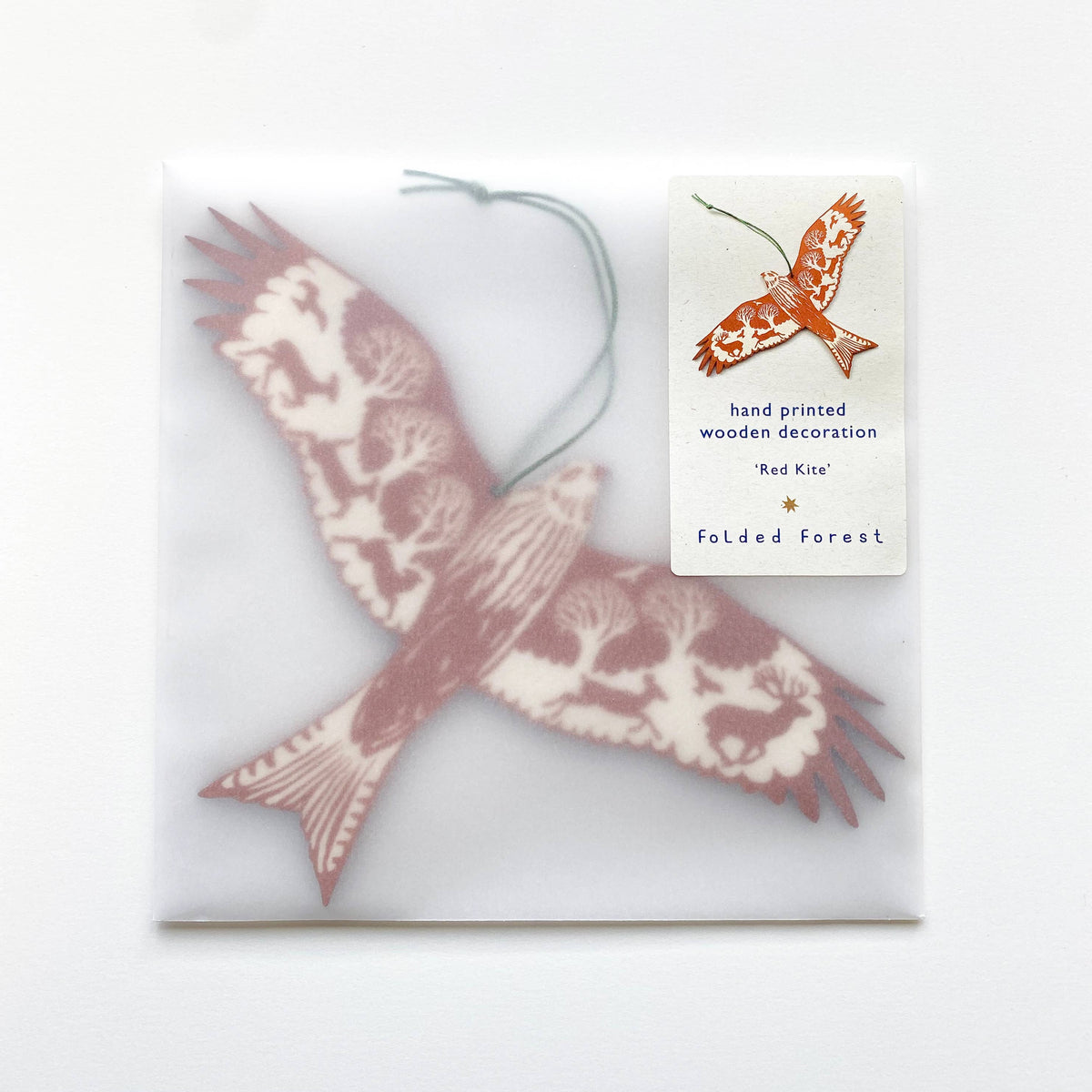 Red Kite - Screen Printed Wooden Ornament