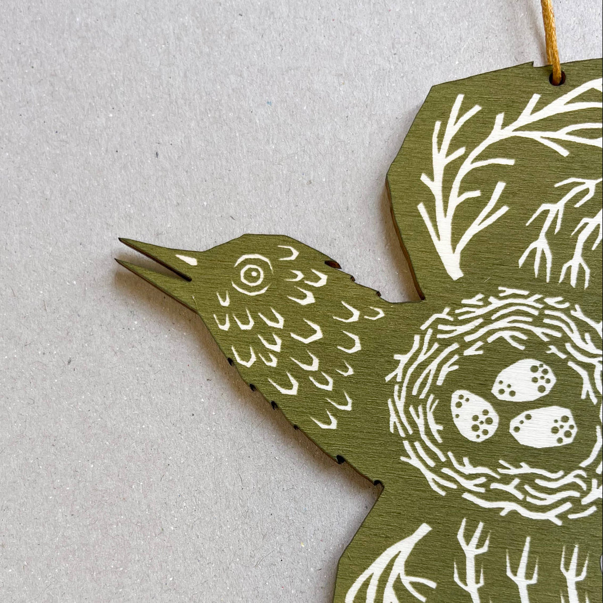Woodland Bird - Screen Printed Wooden Ornament