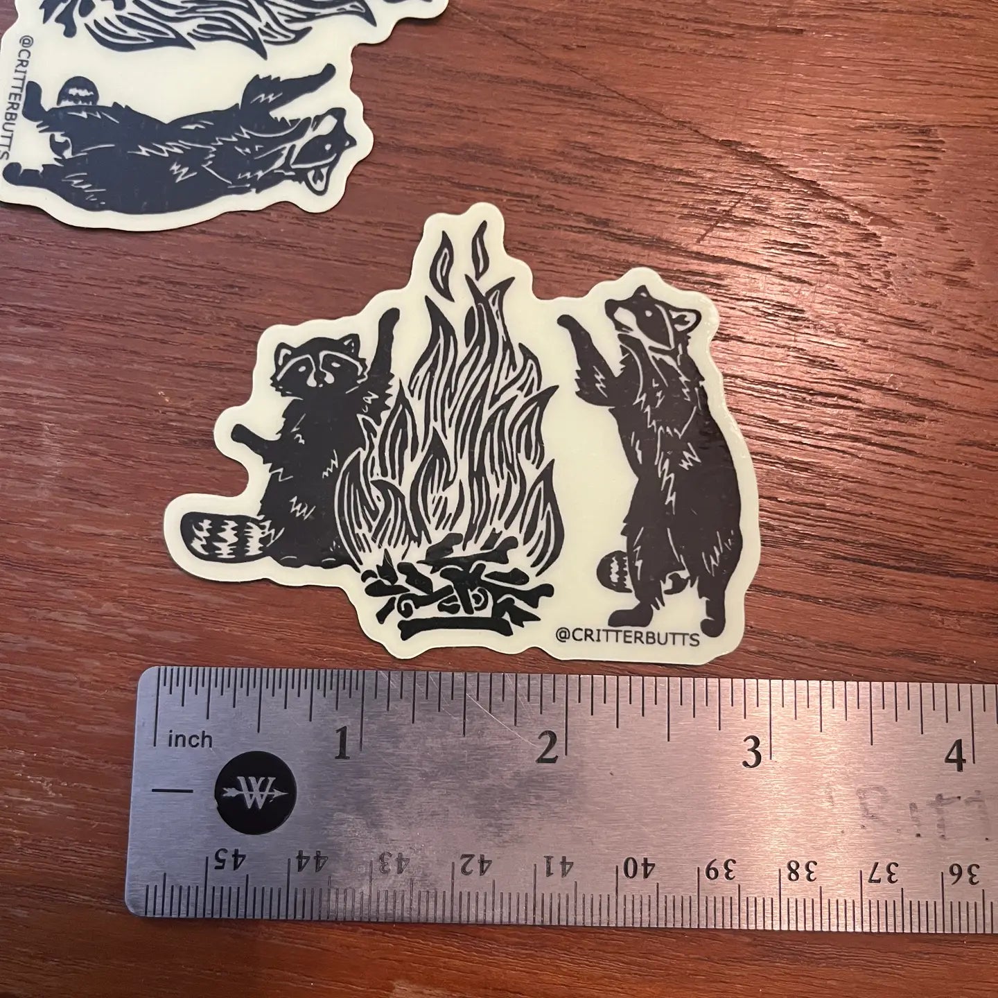 Glow in the Dark Raccoon Bonfire Sticker