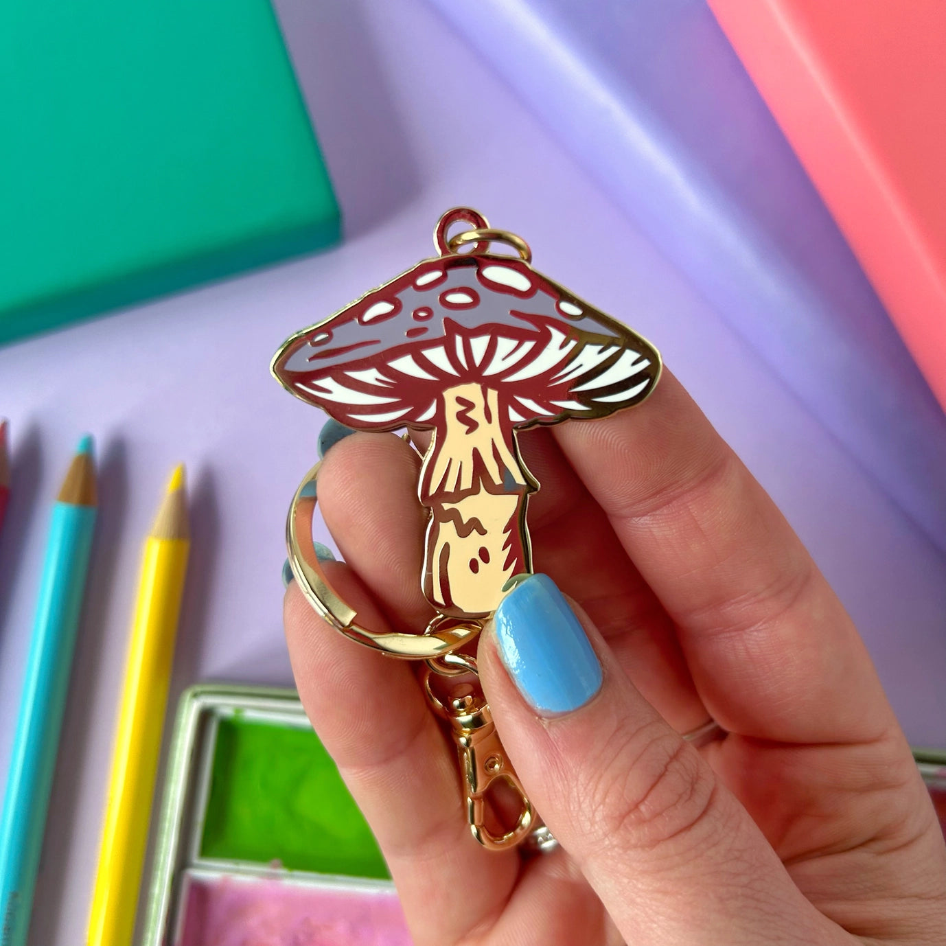 Lilac Mushroom Keyring