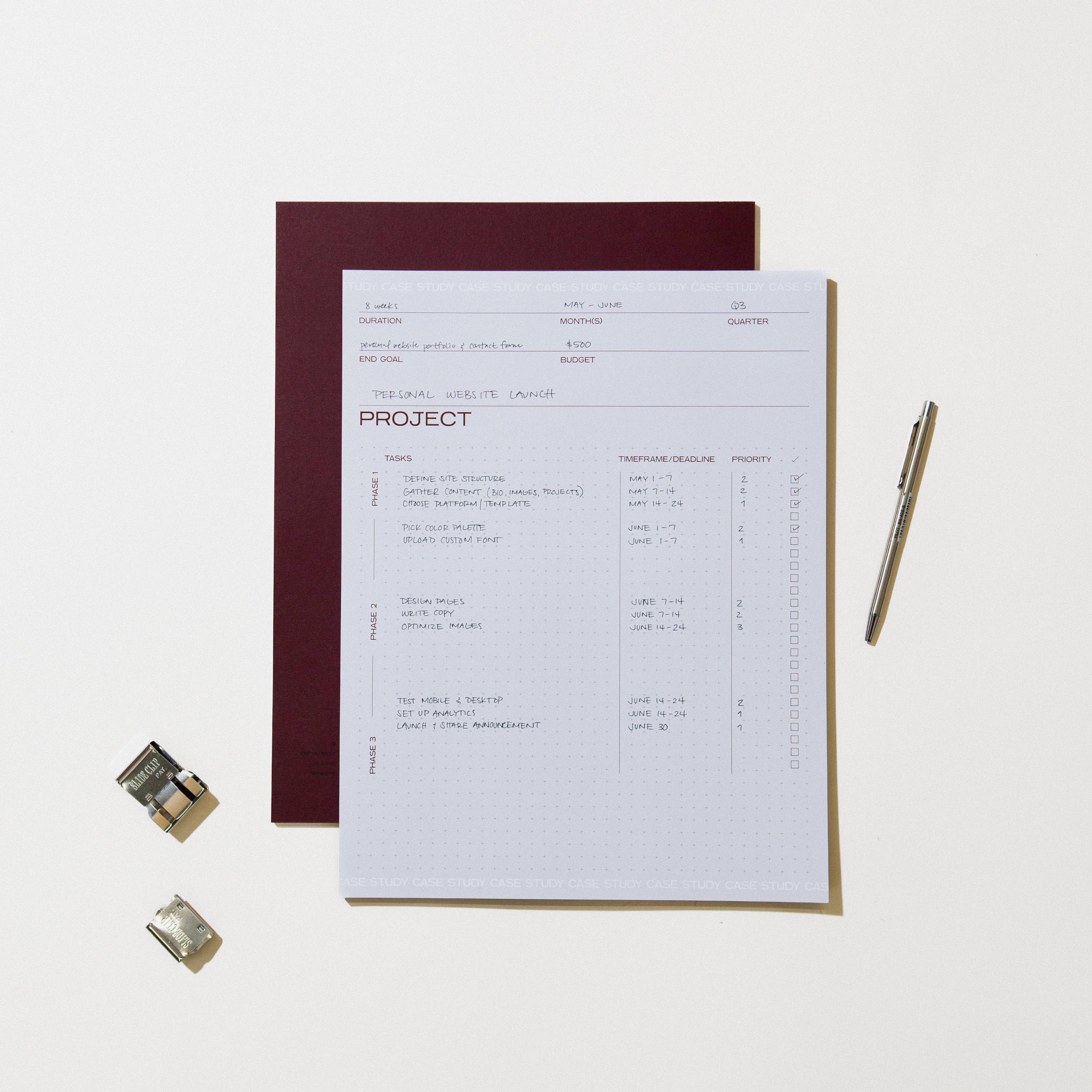 Utilitarian Project Planner Pad