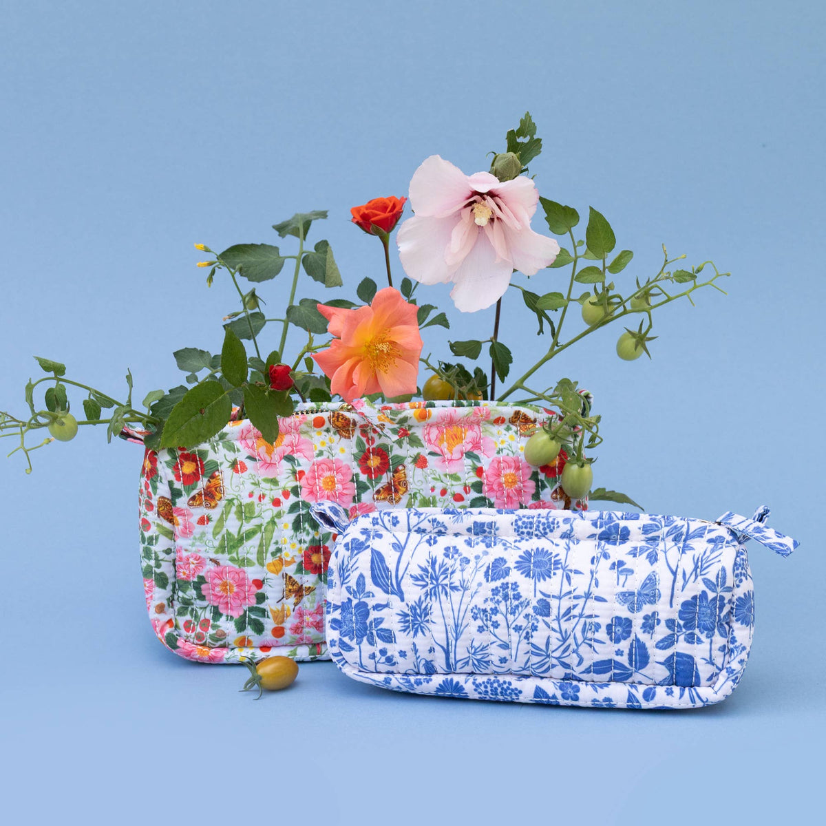 Garden Bloom Large Cotton Quilted Pencil Pouch