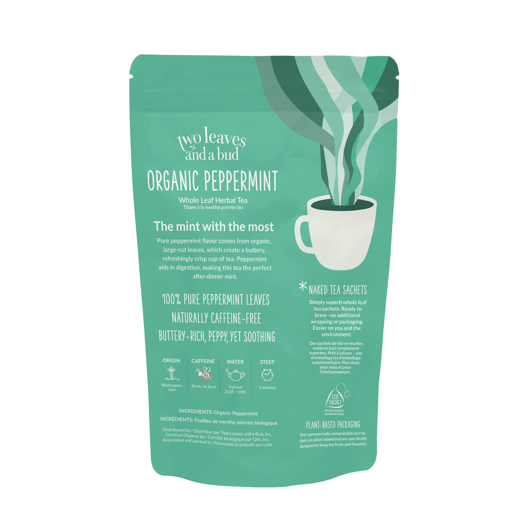 Organic Peppermint - 50 Naked Tea Sachets