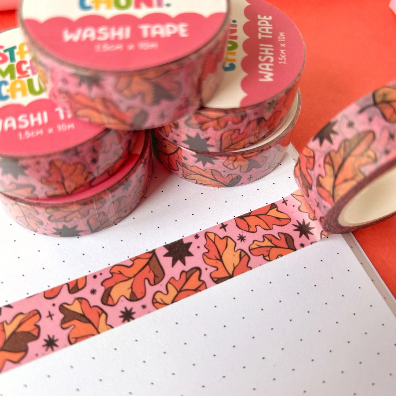 Pink Autumn Leaves Washi Tape