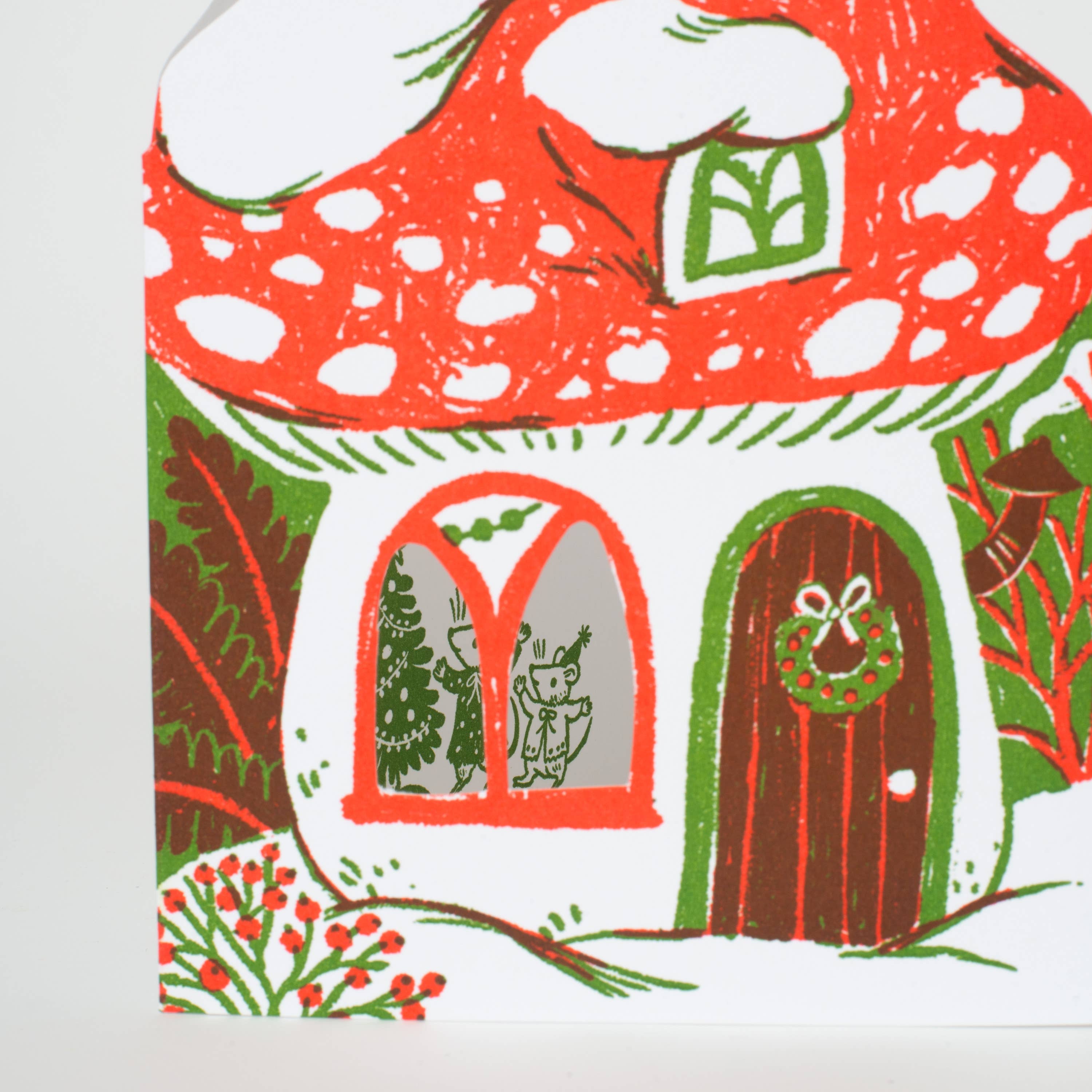 Merry Mushroom House Holiday Letterpress Card
