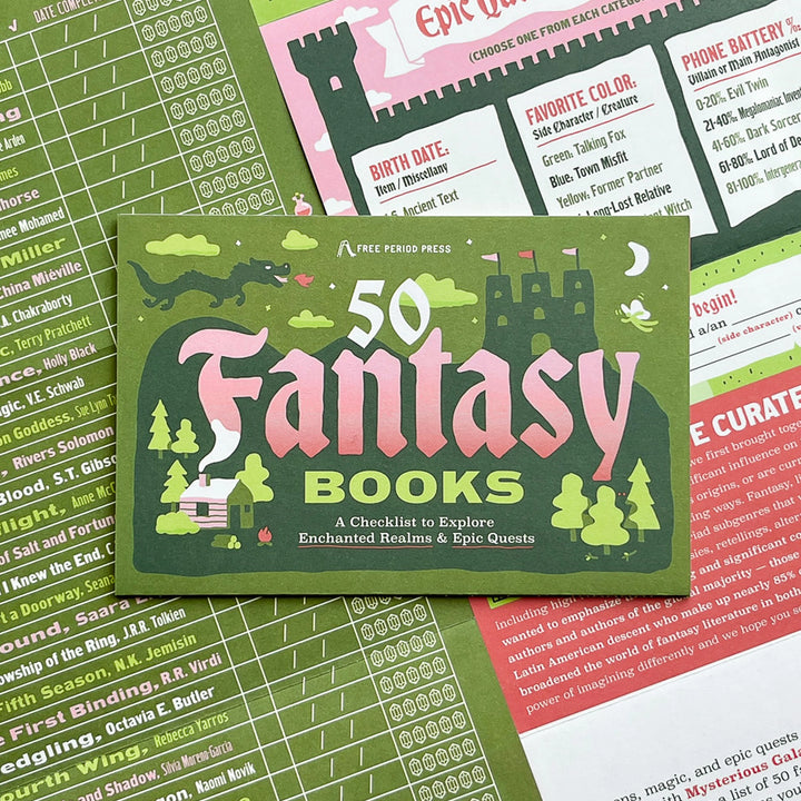 50 Fantasy Books Checklist Bookmark