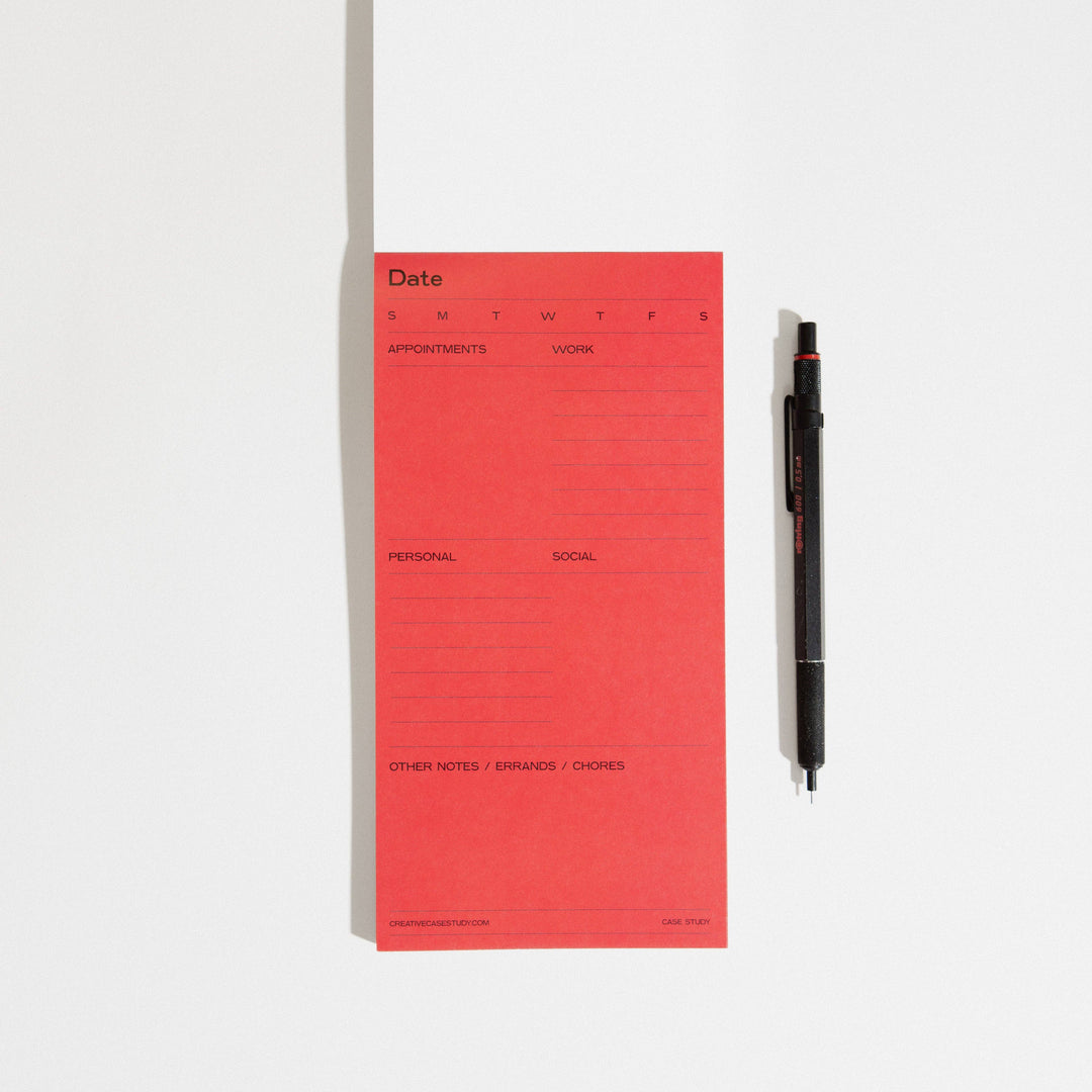 Utilitarian Daily Task Planner Notepad - Pink/Red
