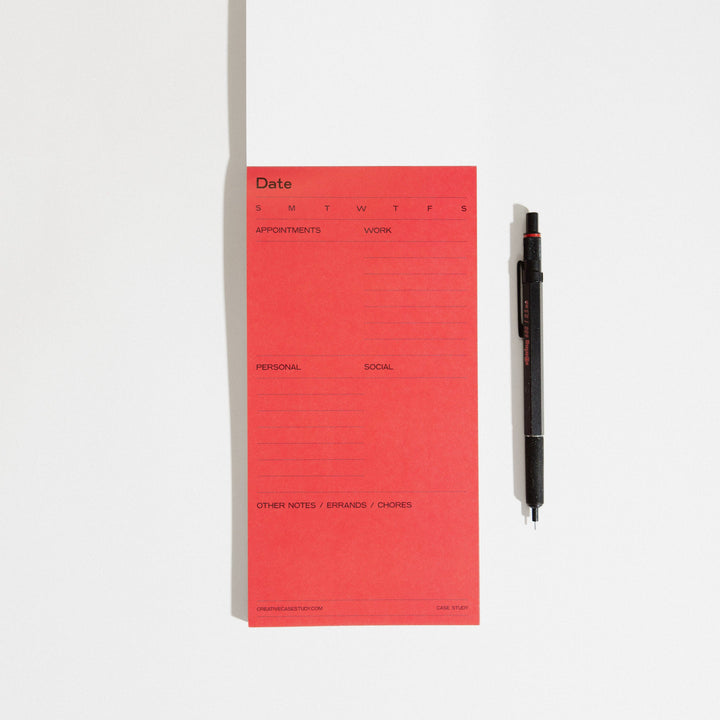 Utilitarian Daily Task Planner Notepad - Pink/Red