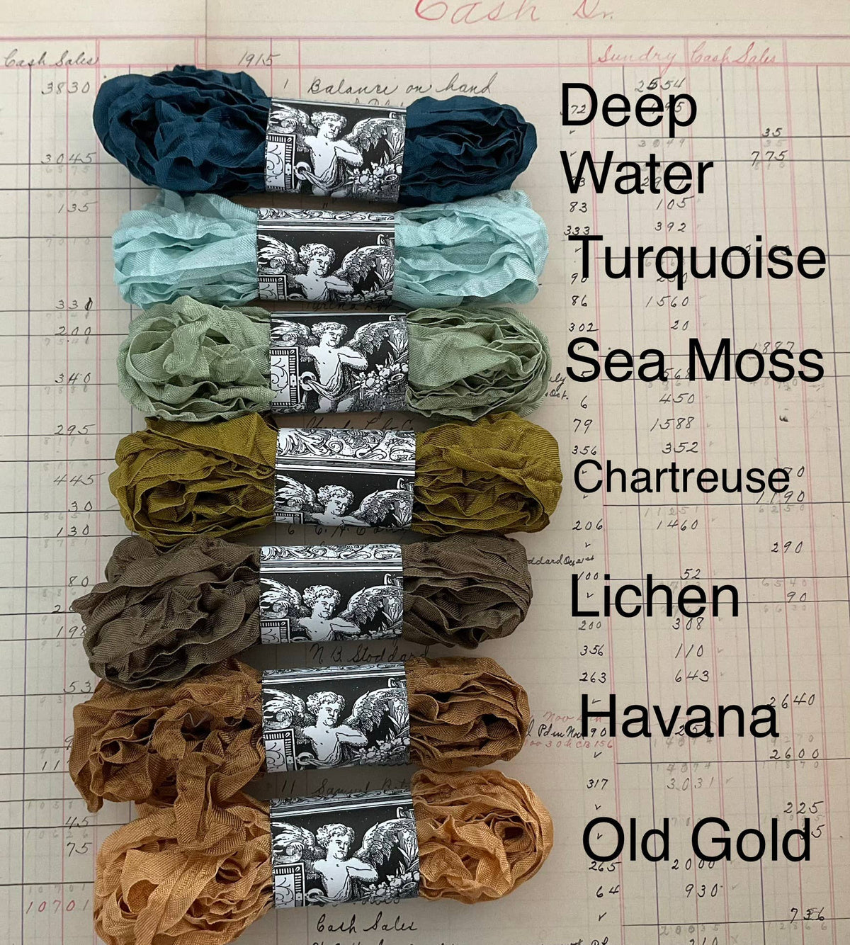 5 Yard Boho Crinkled Ribbon Set - Pack of 7 Pheasant Colors