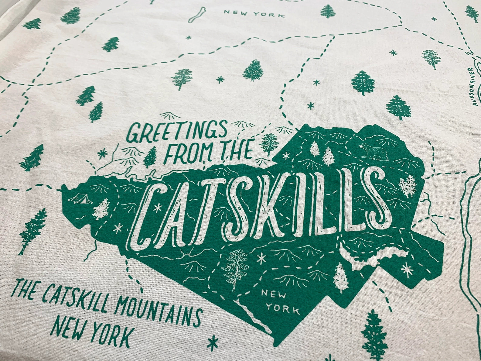 Greetings From The Catskills Tea Towel