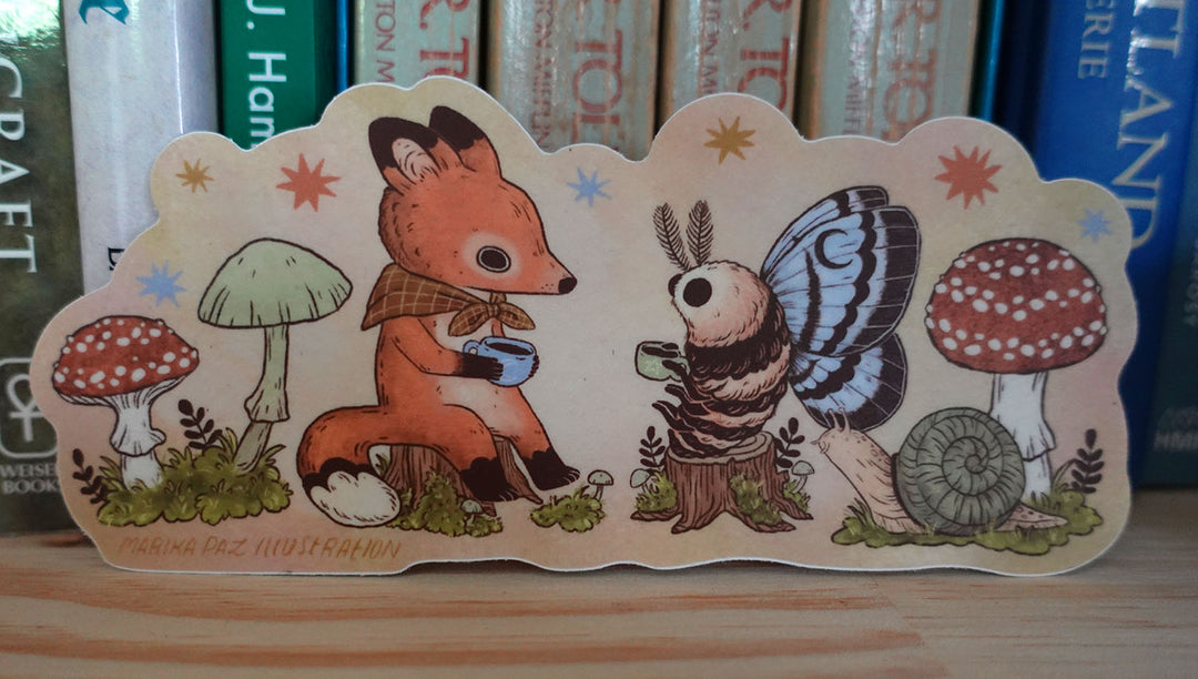 Tea Time on a Stump Sticker