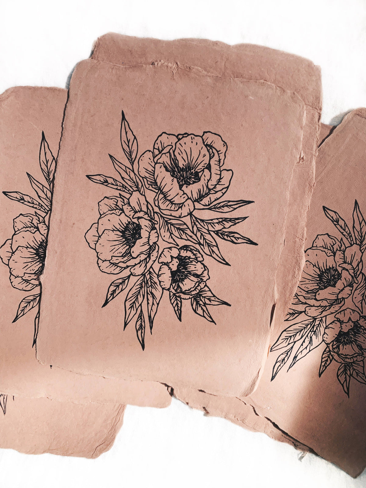 Peony Block Print - 5" x 7"