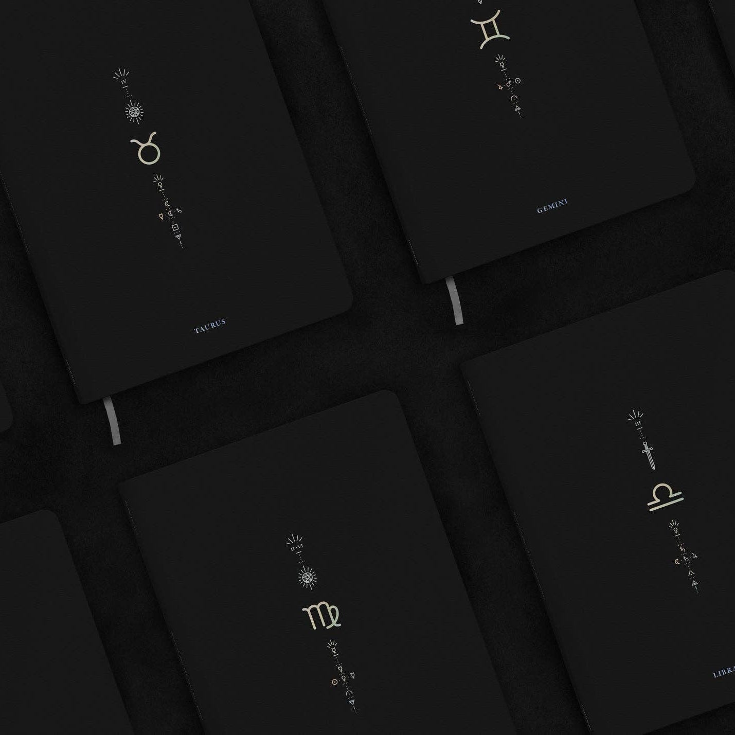 Magic of I - Zodiac Journals - Dark background with zodiac symbol designs