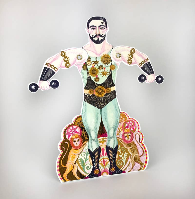 Alexander the Strongman Die-Cut Articulating Card