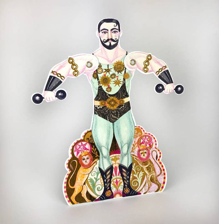 Alexander the Strongman Die-Cut Articulating Card