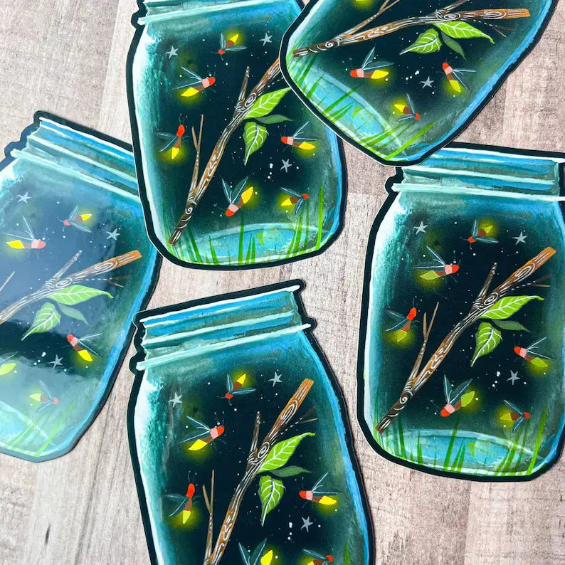Holographic Firefly Jar Sticker