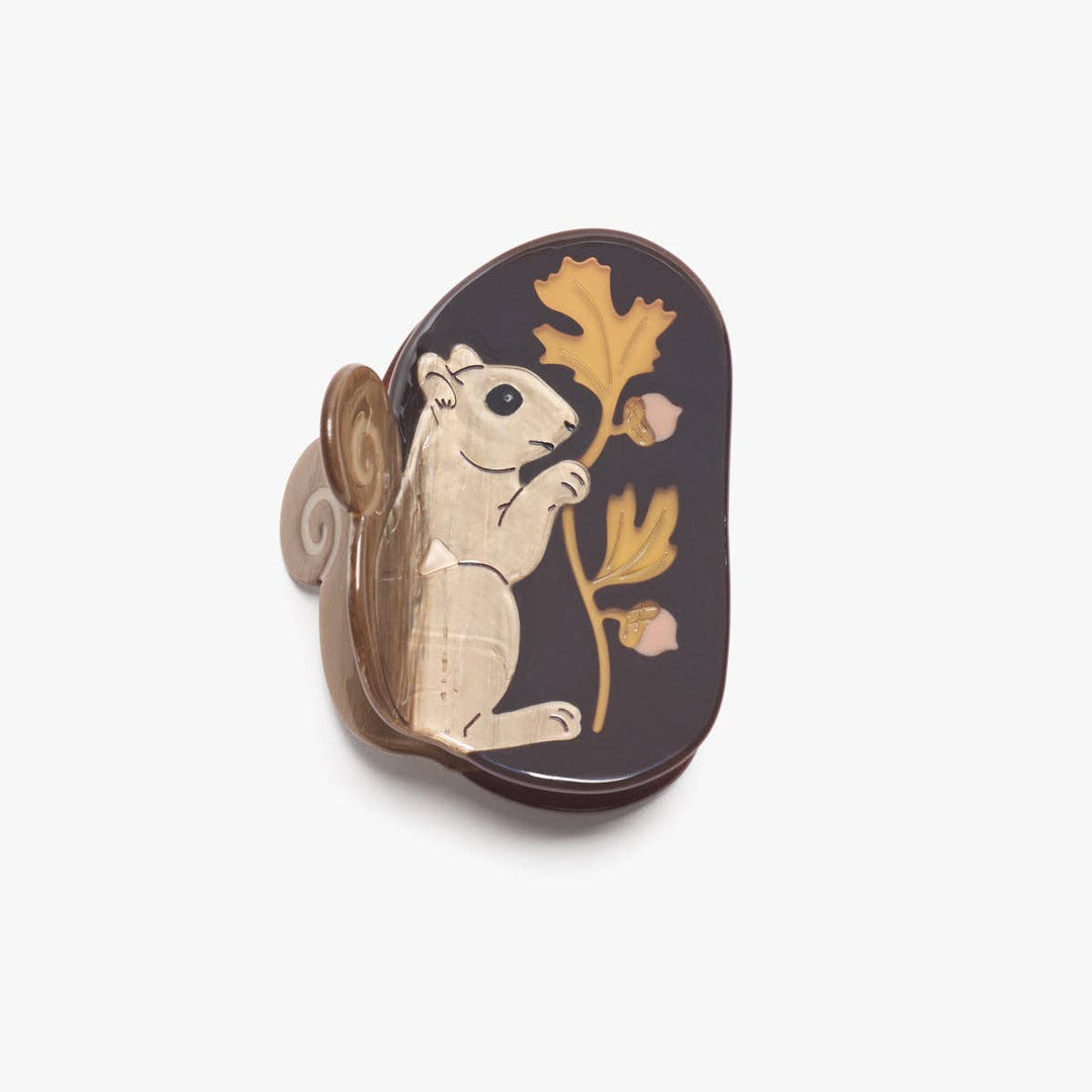 Autumn Acorn Squirrel Hair Claw Clip