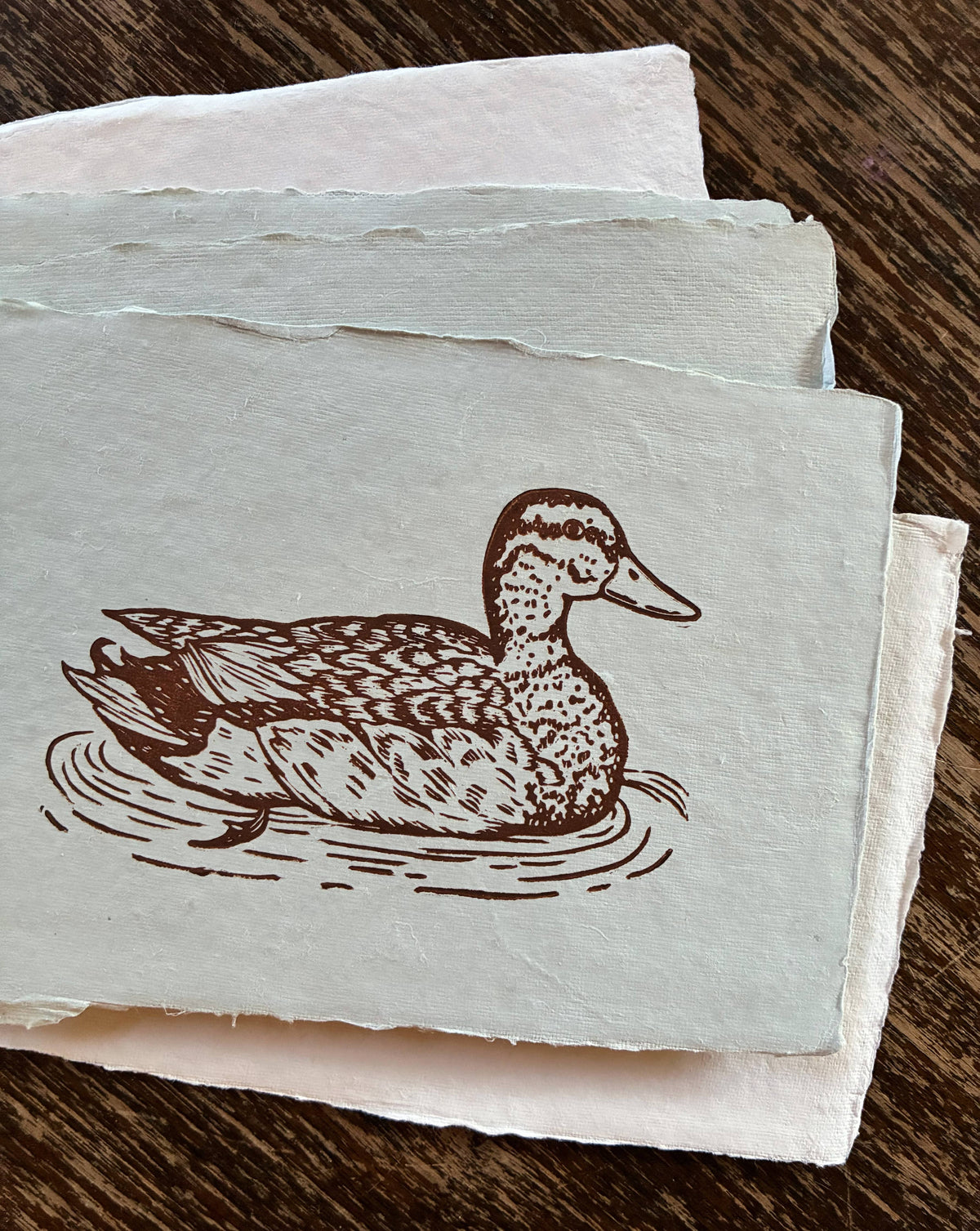 Brown Duck Block Print - 5" x 7"