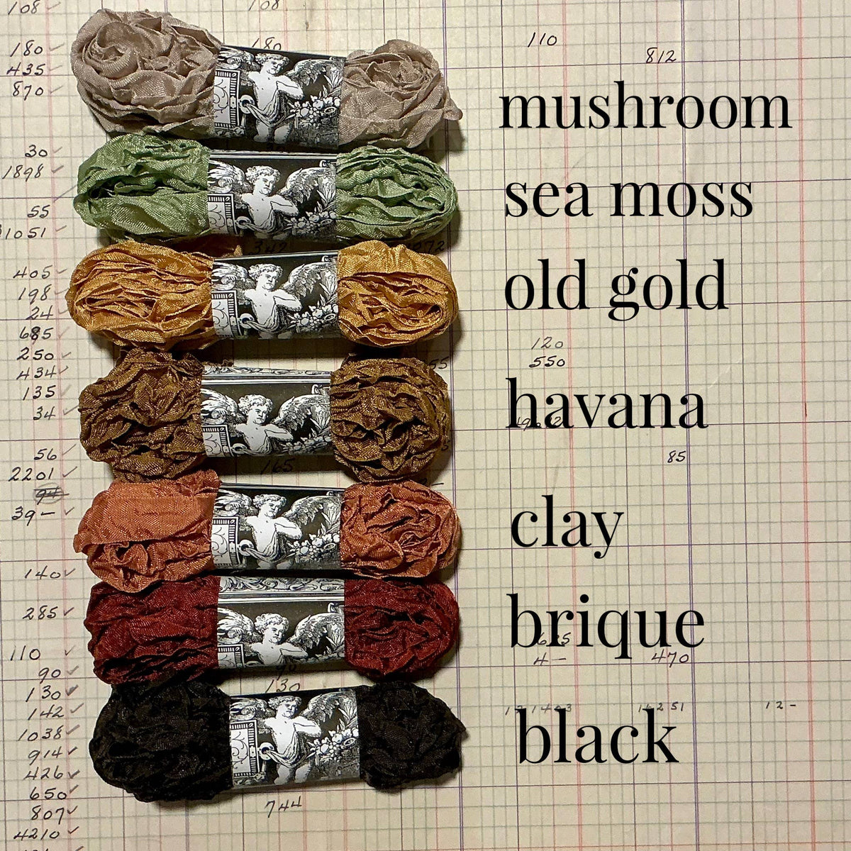 5 Yard Boho Crinkled Ribbon Set - Pack of 7 Harvest Colors