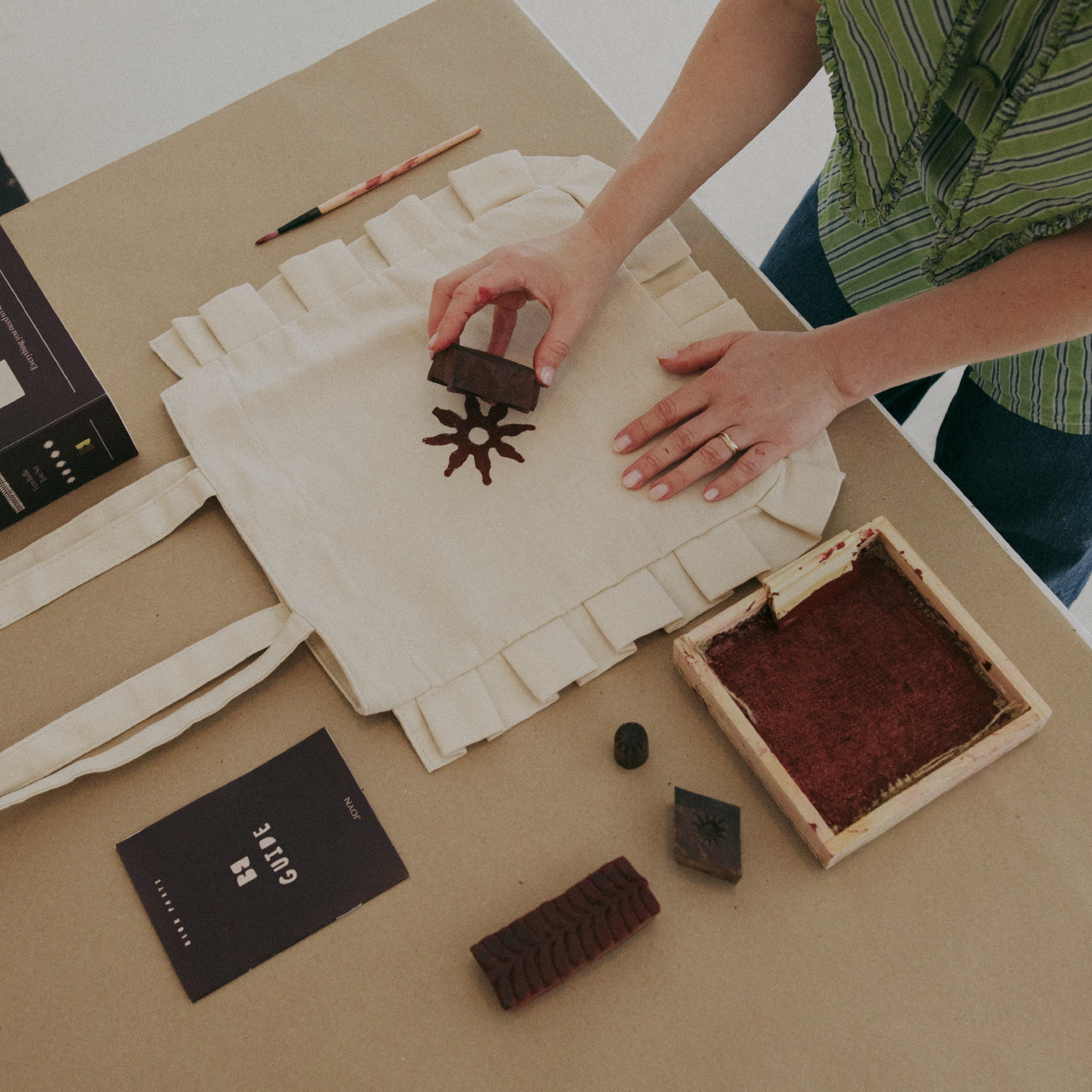 Block Printing Kit: Fern Ruffle Tote Set