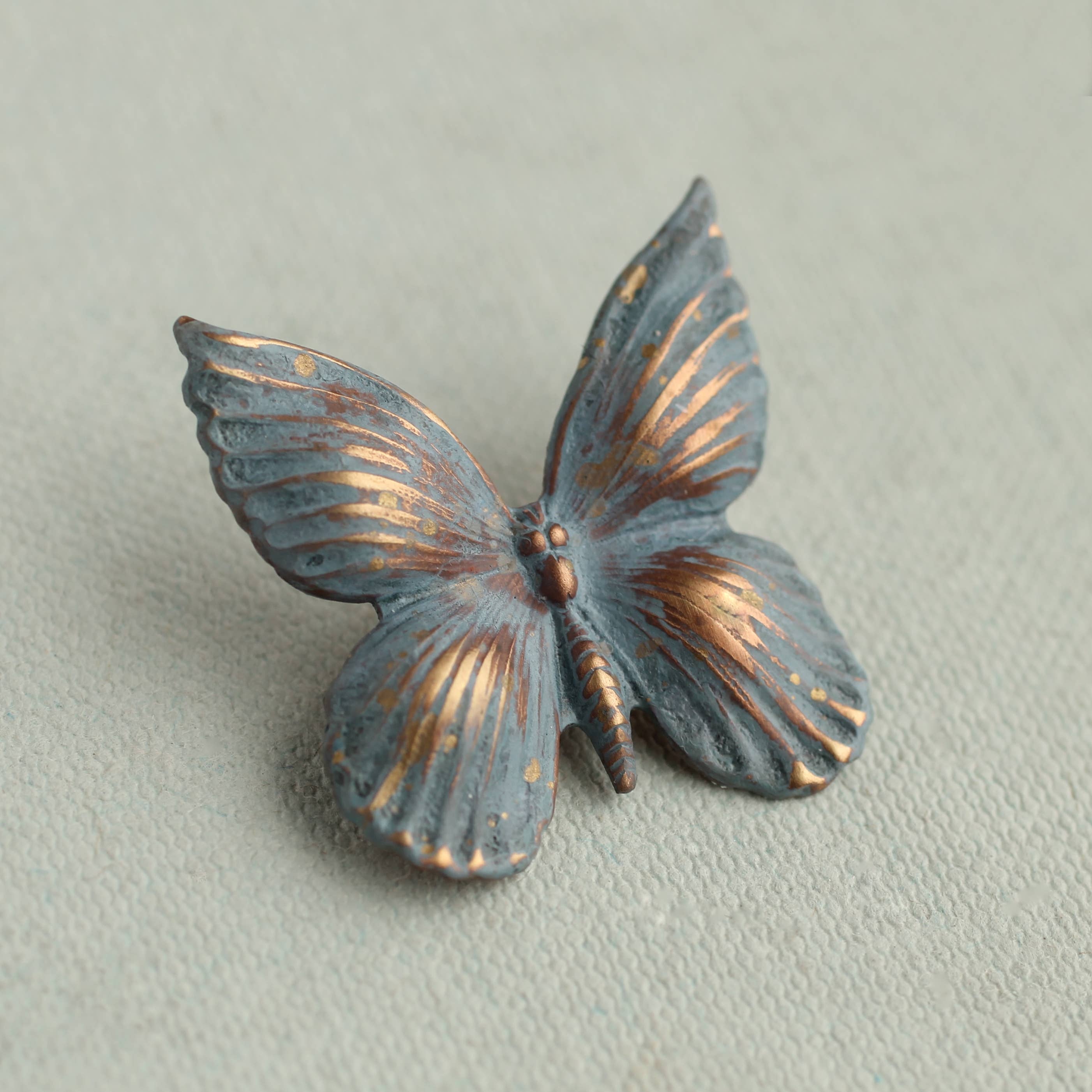 Purple Enamel Copper Butterfly Brooch