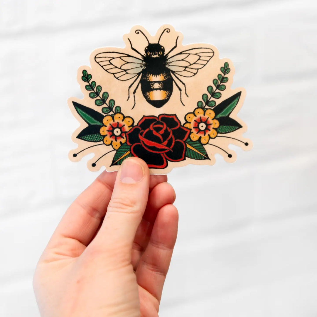 American Traditional Tattoo Bee Sticker