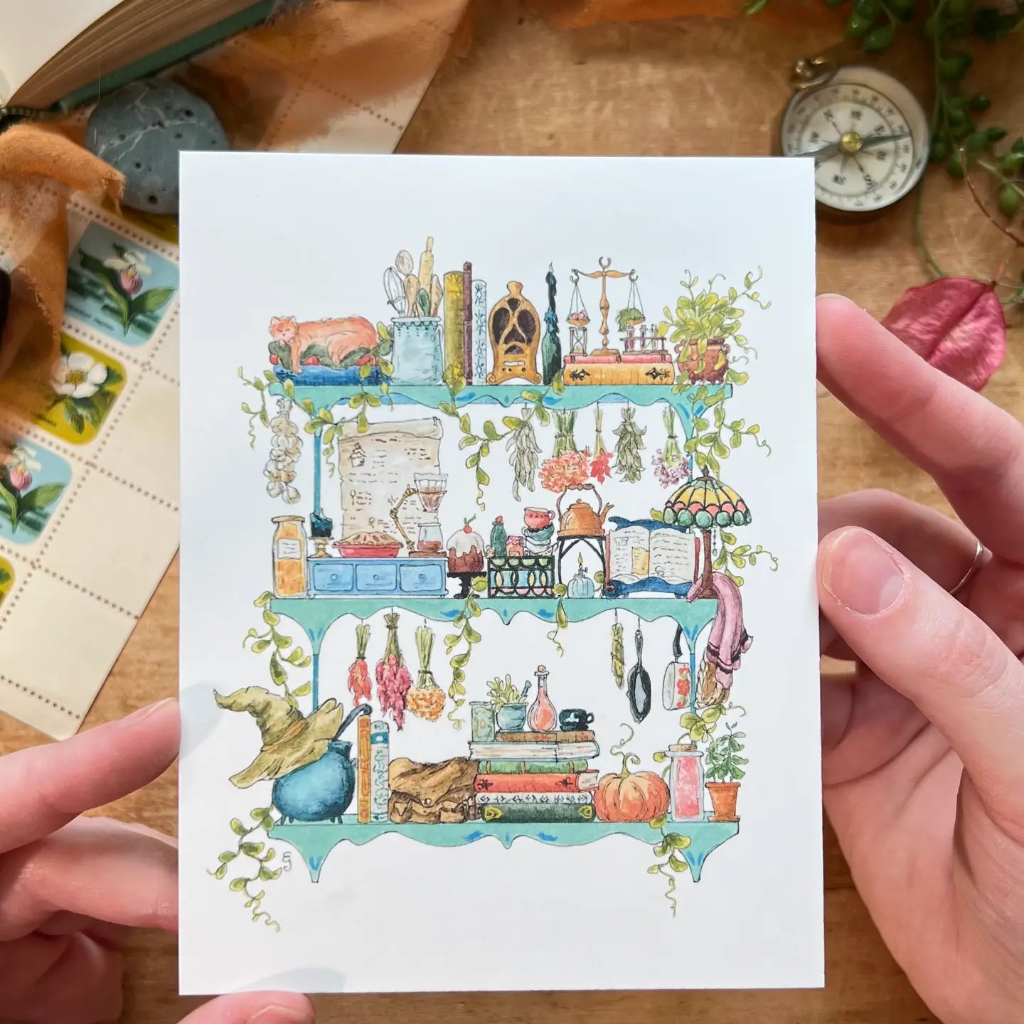 Shelves of Whimsical Occupations Postcards - 24 Options