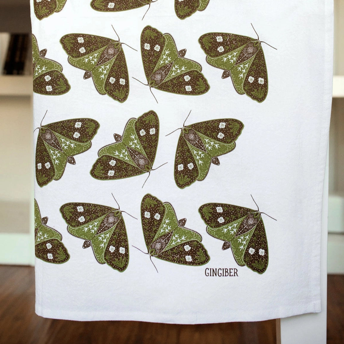 Gingiber Moths Tea Towel