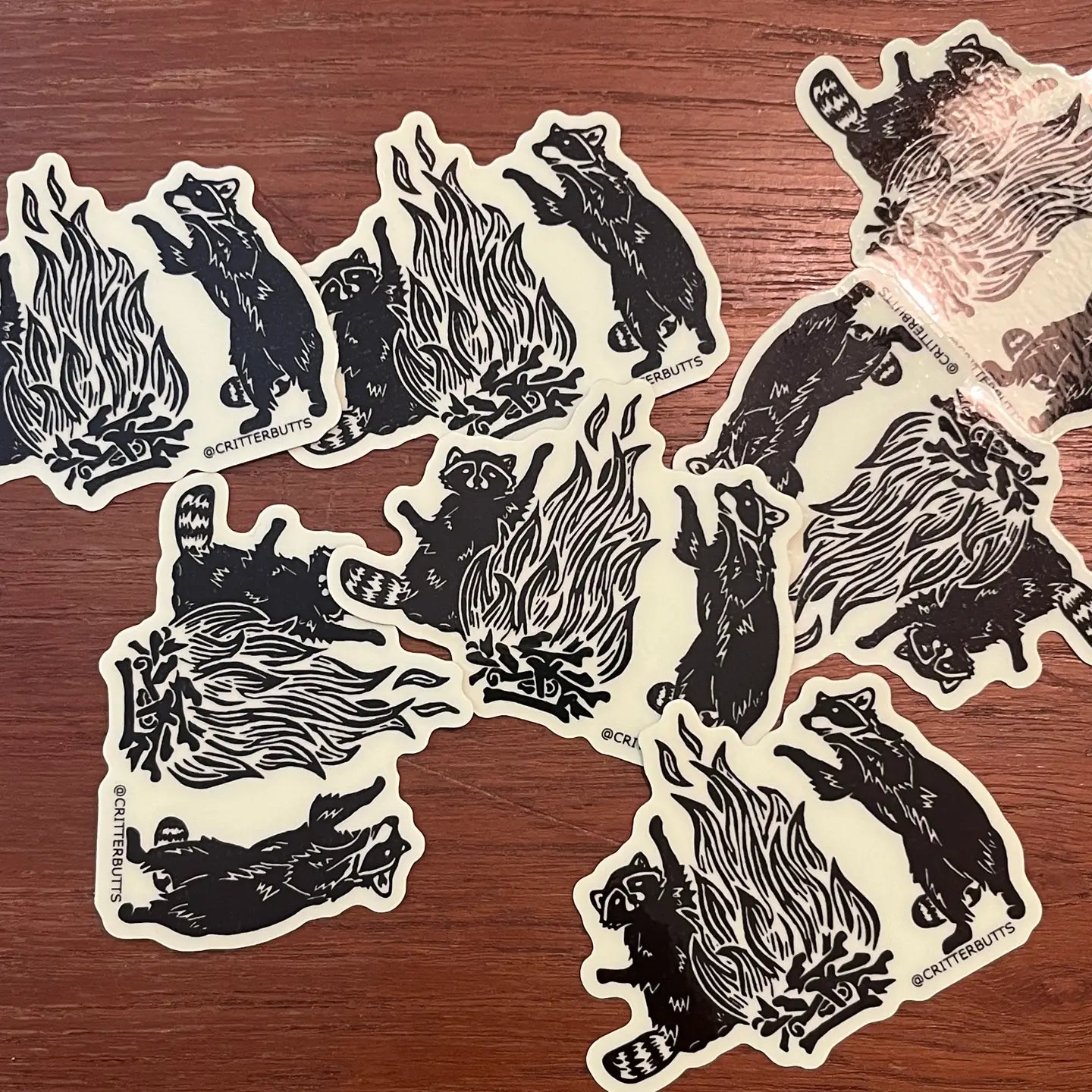 Glow in the Dark Raccoon Bonfire Sticker