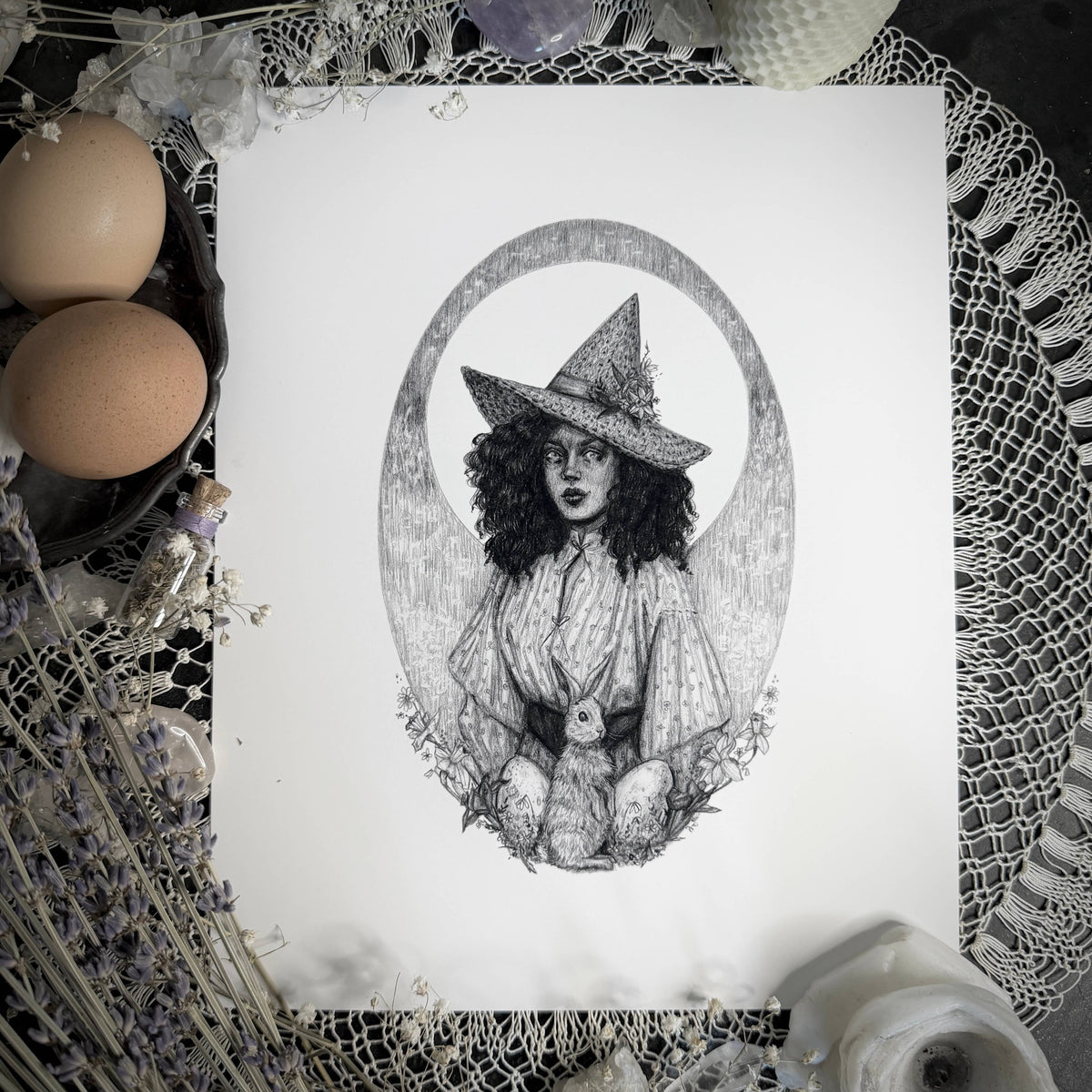 Ostara Witch - Spring Cottage Witchcraft Print