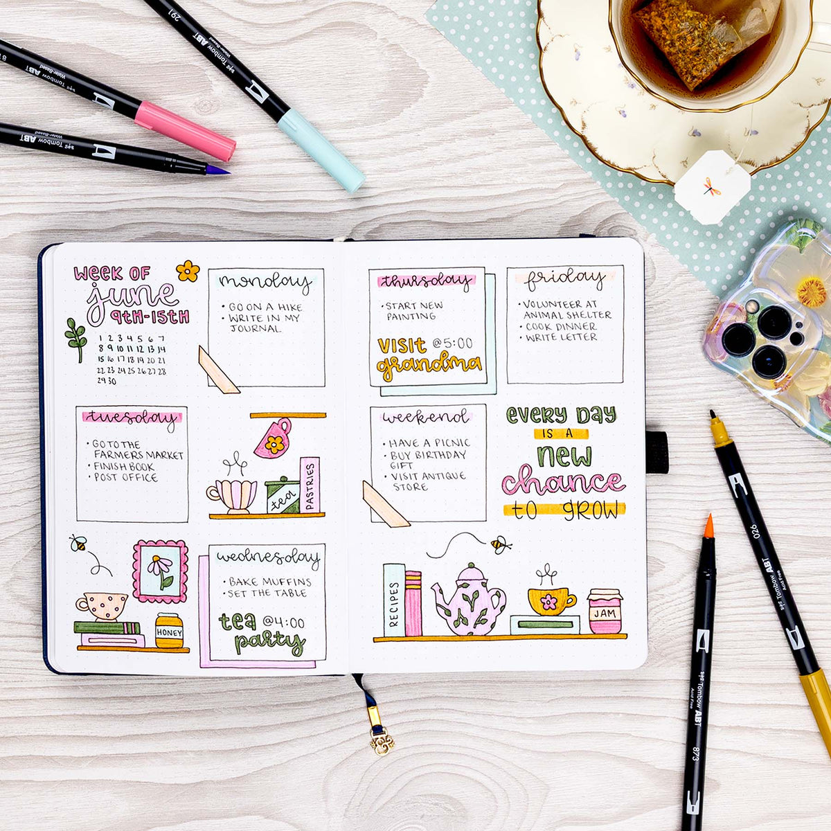 Tombow Dual Brush Pens - Teatime 6 Pack