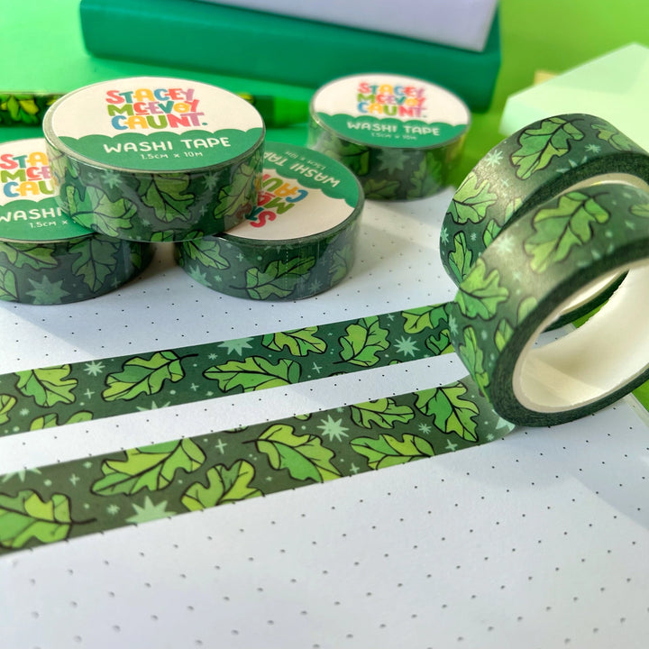 Green Oak Leaves Washi Tape