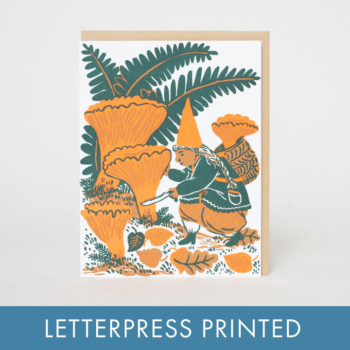 Mushroom Picking Gnome Card