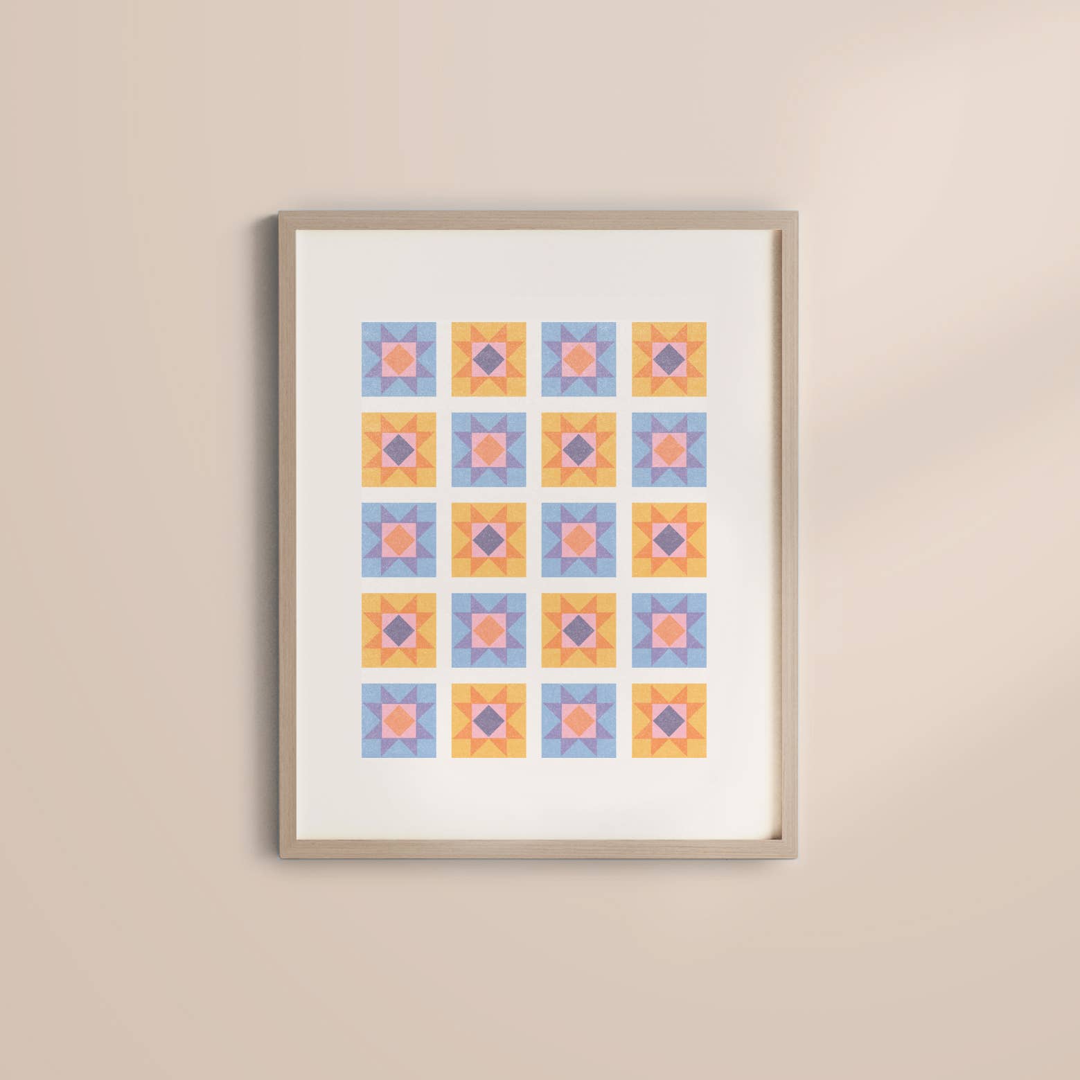 Quilt Blocks - 11x14 Risograph Art Print