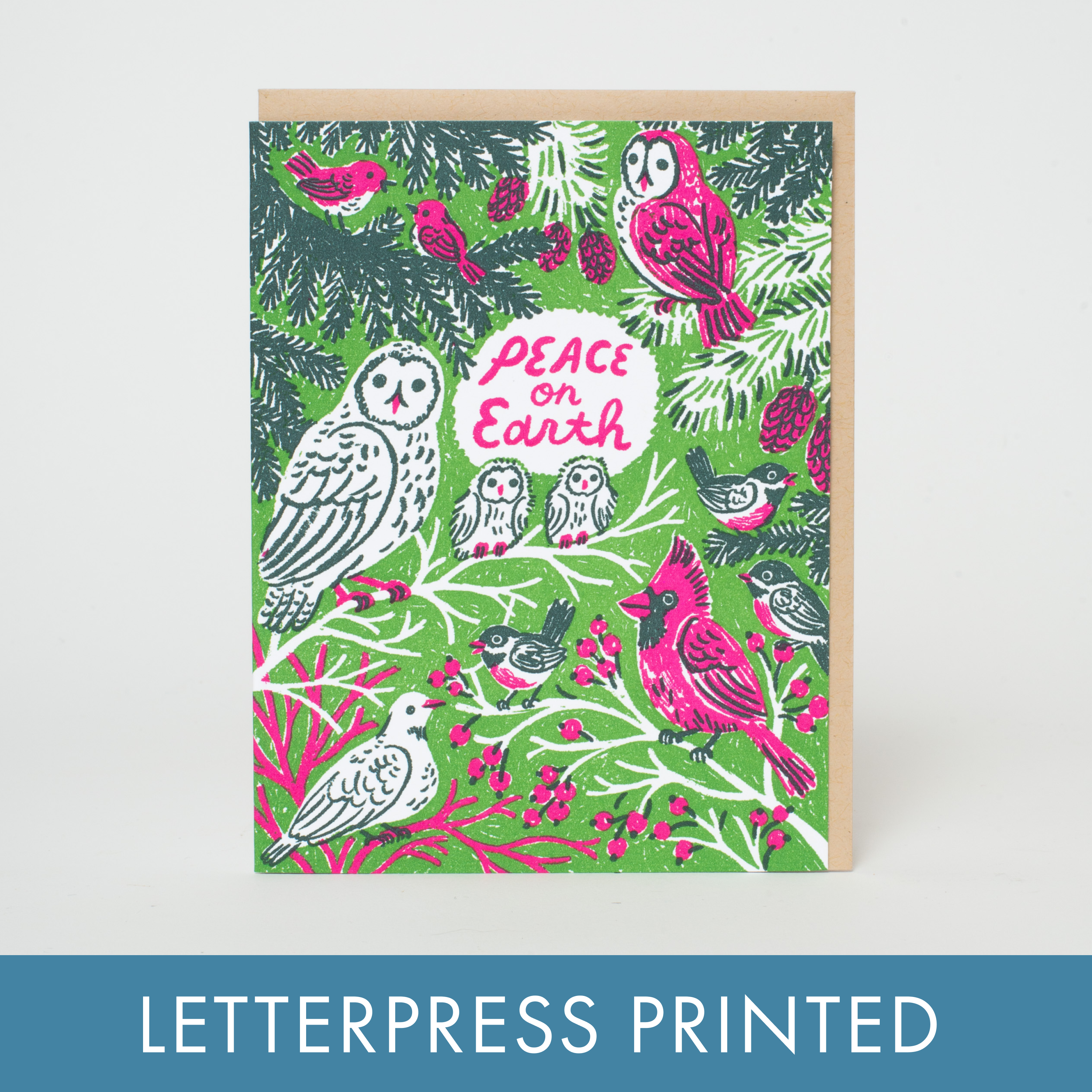 Peace Birds Holiday Letterpress Card