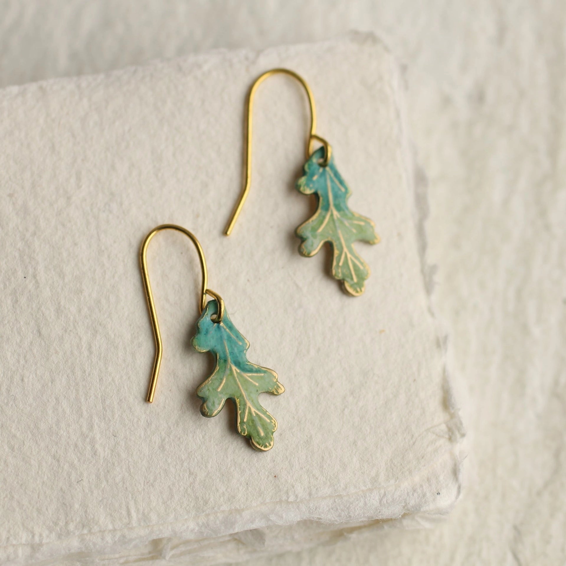 Tiny Oak Leaf Earrings