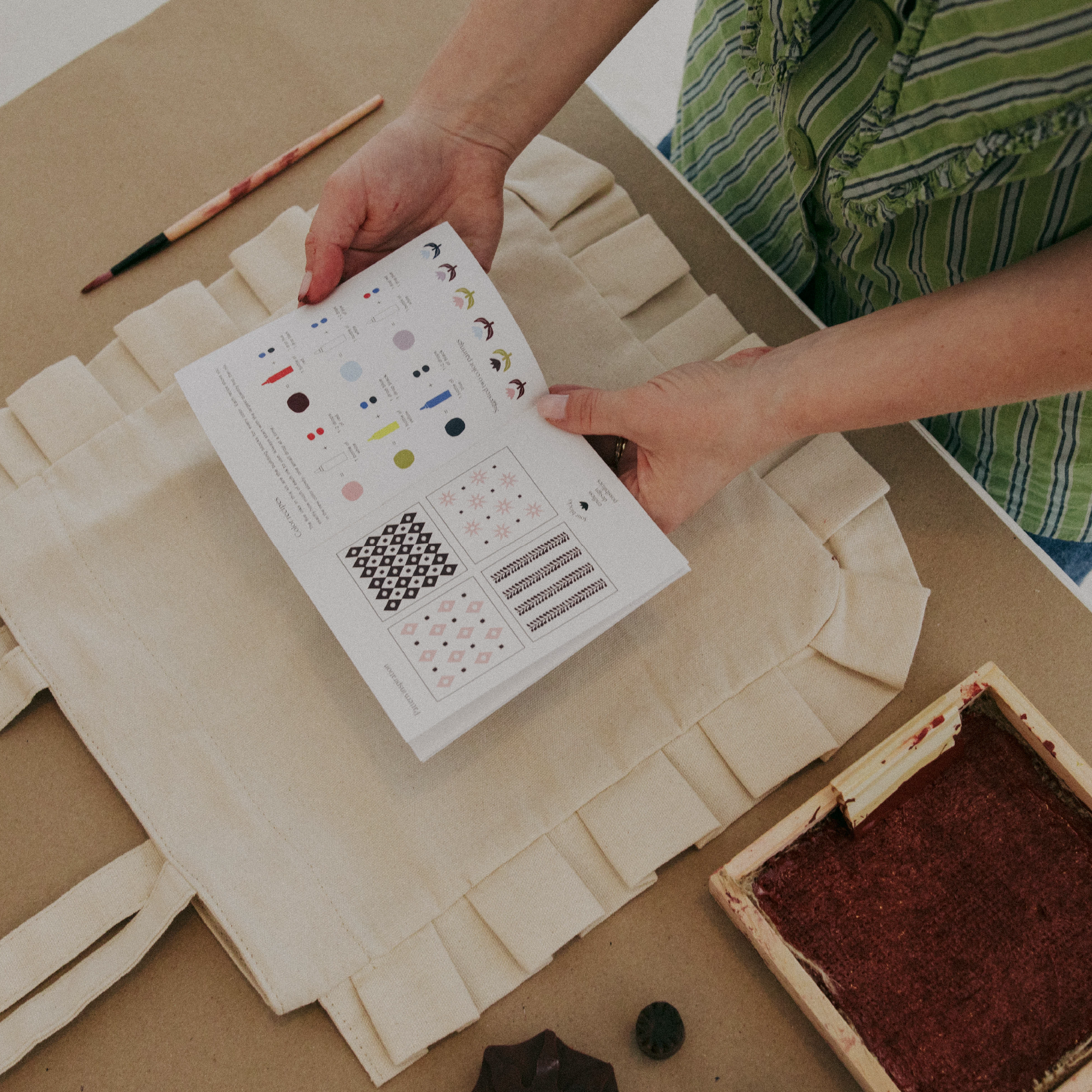 Block Printing Kit: Fern Ruffle Tote Set