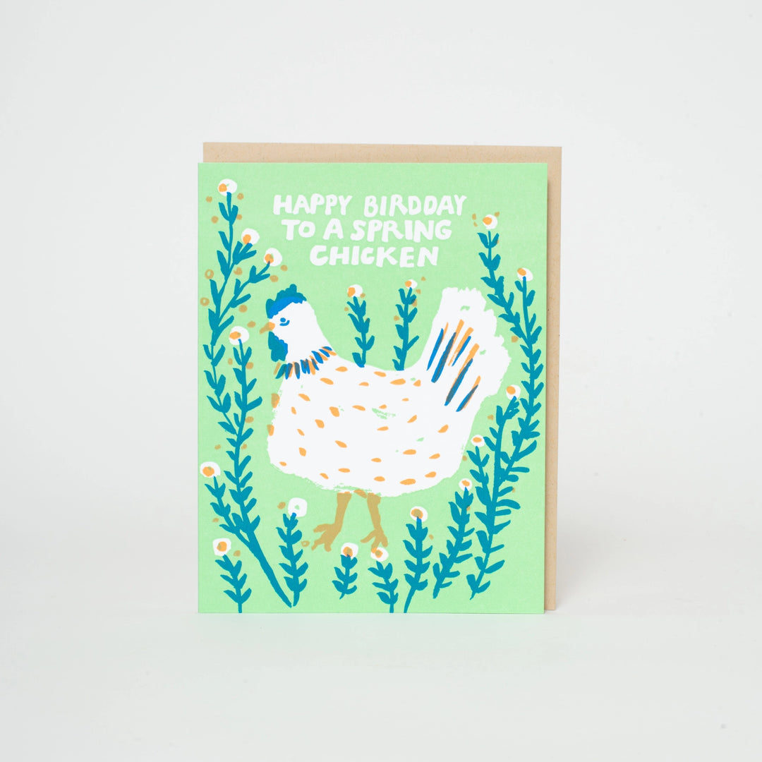 Spring Chicken Birthday Card