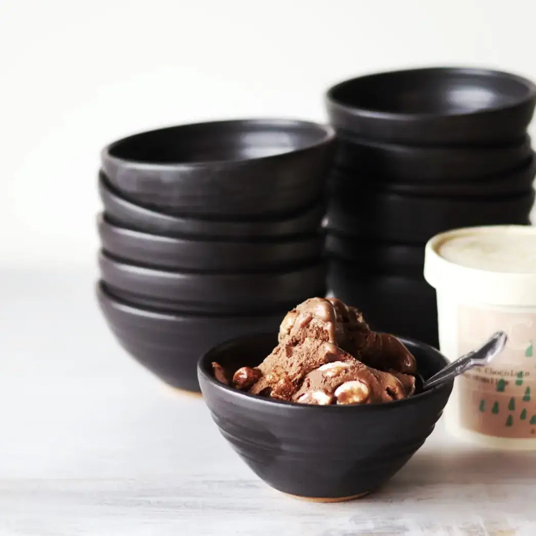 Handmade Ceramic Soup + Ice Cream Bowl - Matte Black