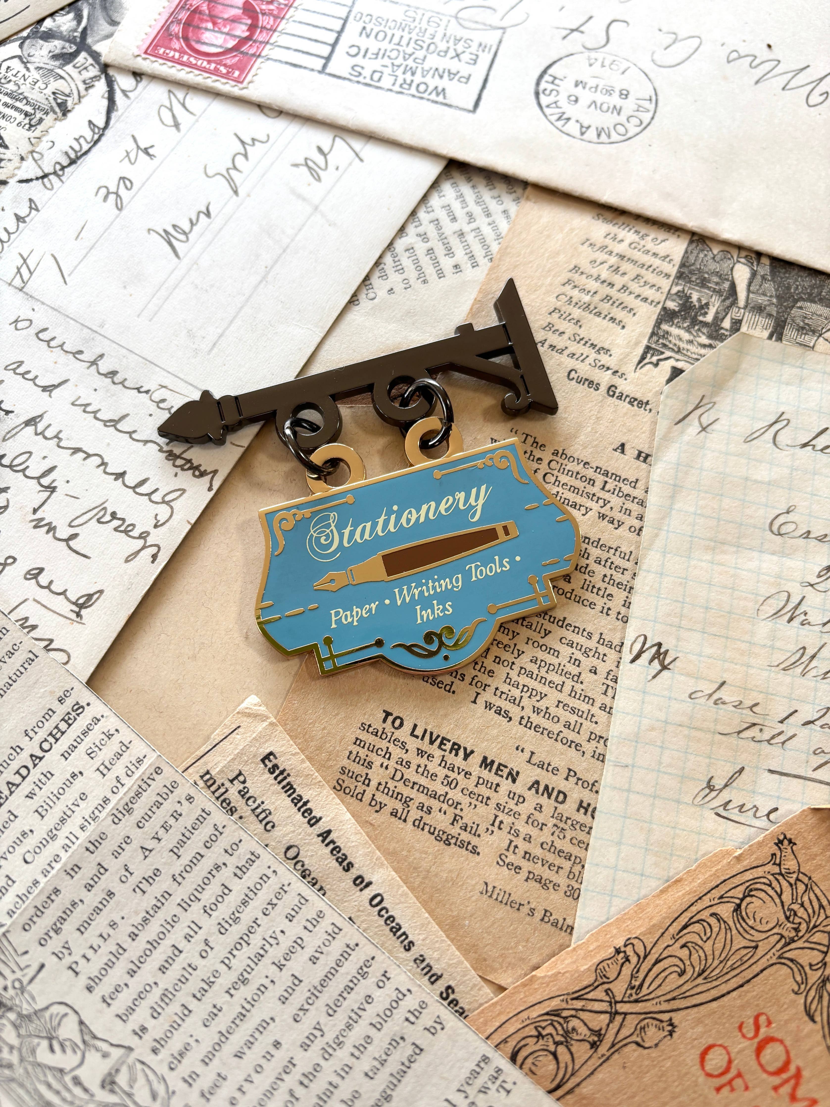 Stationery Store Sign Pin