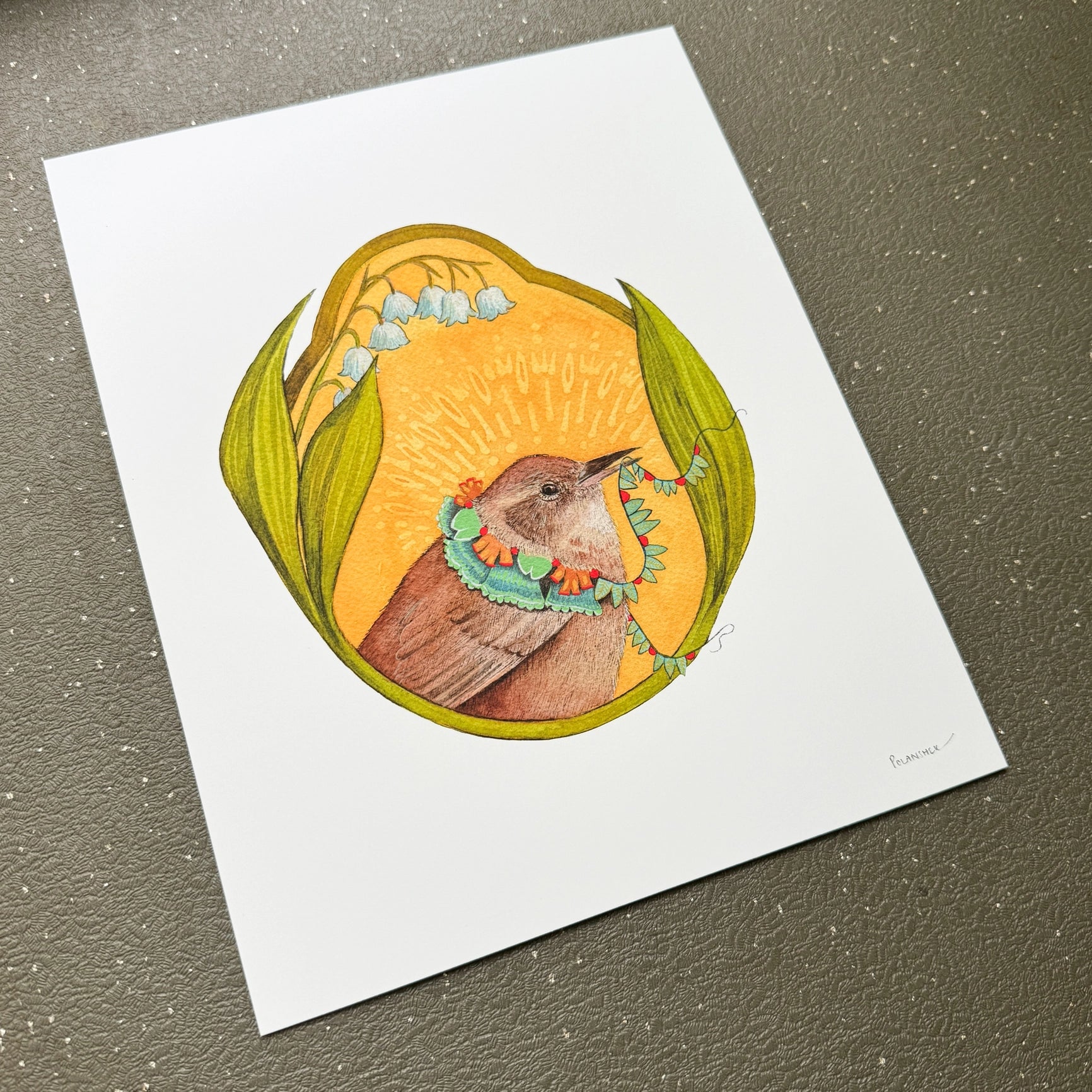 Wren of the Lily of the Valley Print - 8" x 10"