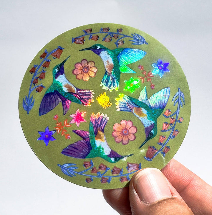 Holographic Joyful Hummingbird Sigil Sticker